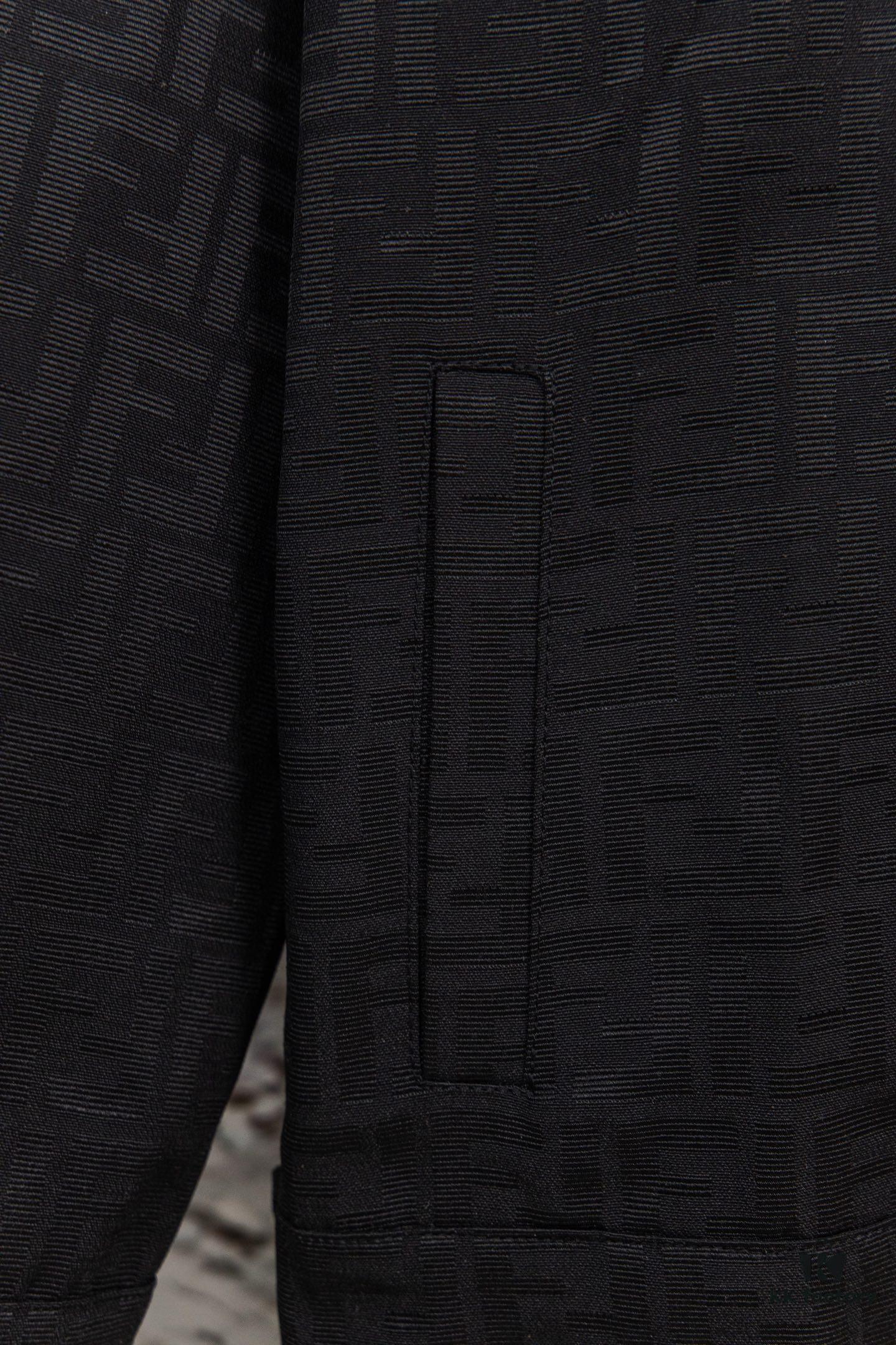 6931a14accd8ab3d7af953b4 FENDI FEND Heavyweight Denim Jacket Coat in Shirt Style, Custom Woven Fabric with FF Jacquard and Towel-Like Bold Lettering