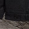 6931a14accd8ab3d7af953b7 FENDI FEND Heavyweight Denim Jacket Coat in Shirt Style, Custom Woven Fabric with FF Jacquard and Towel-Like Bold Lettering