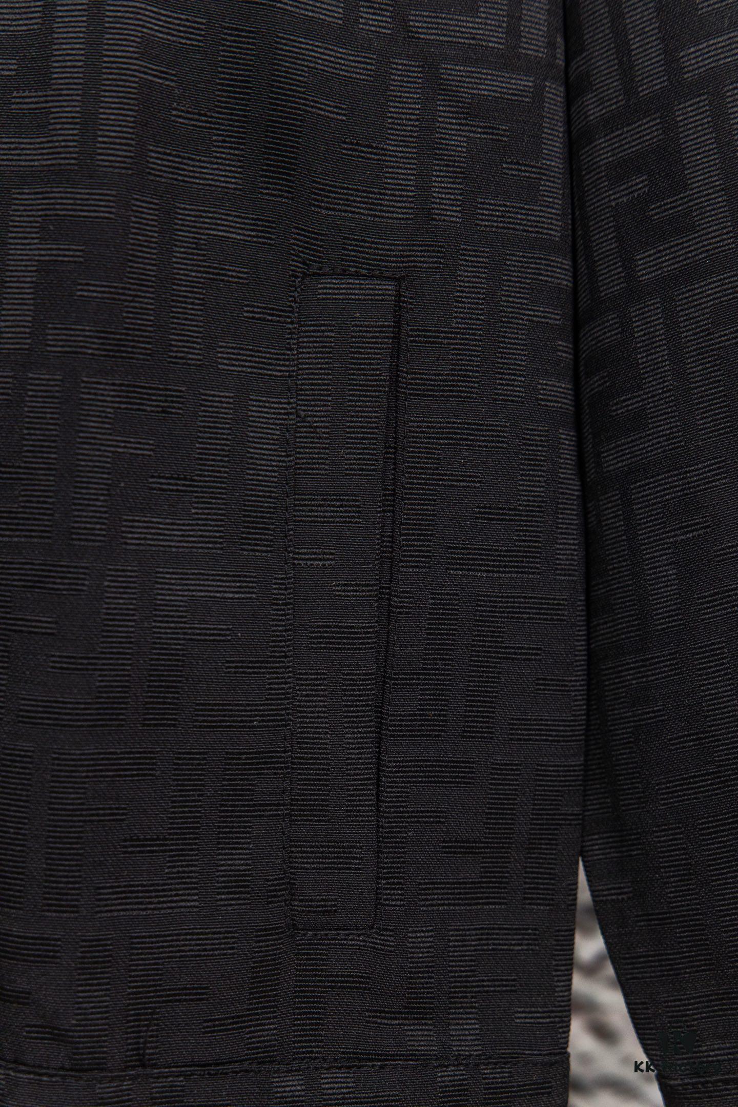 6931a14accd8ab3d7af953b9 FENDI FEND Heavyweight Denim Jacket Coat in Shirt Style, Custom Woven Fabric with FF Jacquard and Towel-Like Bold Lettering