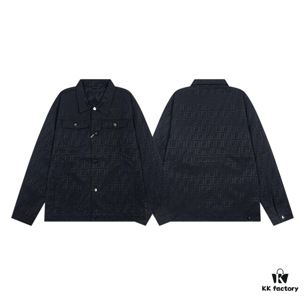 6931a14accd8ab3d7af953bc FENDI FEND Heavyweight Denim Jacket Coat Shirt Style Custom Woven Fabric with FF Jacquard Towel-Letter Embellishment High Aesthetic and Exquisite Craftsmanship
