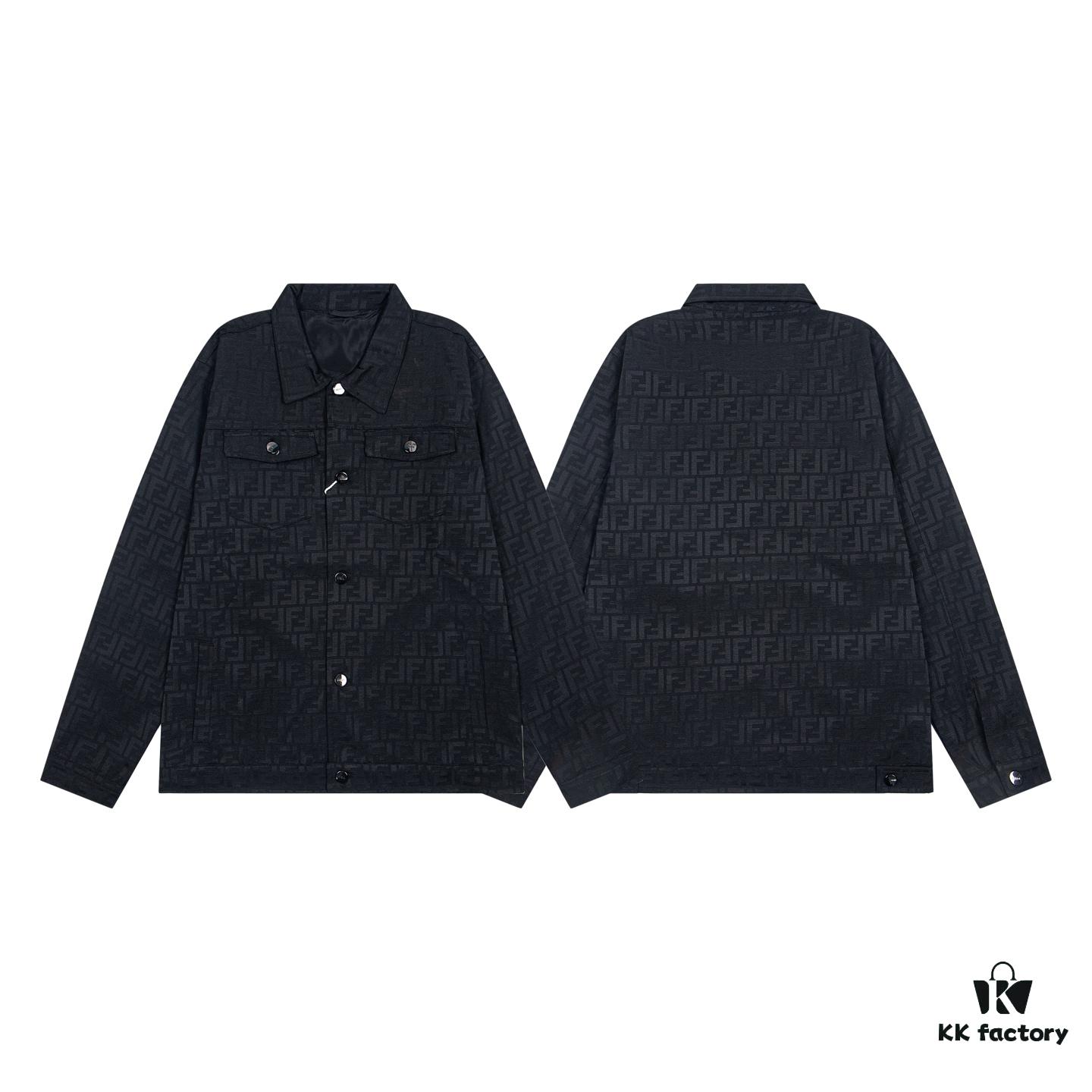 6931a14accd8ab3d7af953bc FENDI FEND Heavyweight Denim Jacket Coat Shirt Style Custom Woven Fabric with FF Jacquard Towel-Letter Embellishment High Aesthetic and Exquisite Craftsmanship