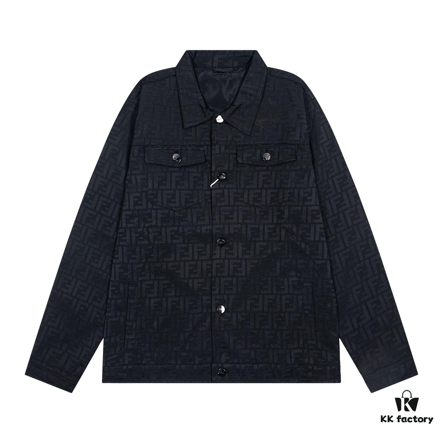6931a14accd8ab3d7af953bd FENDI FEND Heavyweight Denim Jacket Coat Shirt Style Custom Woven Fabric with FF Jacquard Towel-Letter Embellishment High Aesthetic and Exquisite Craftsmanship