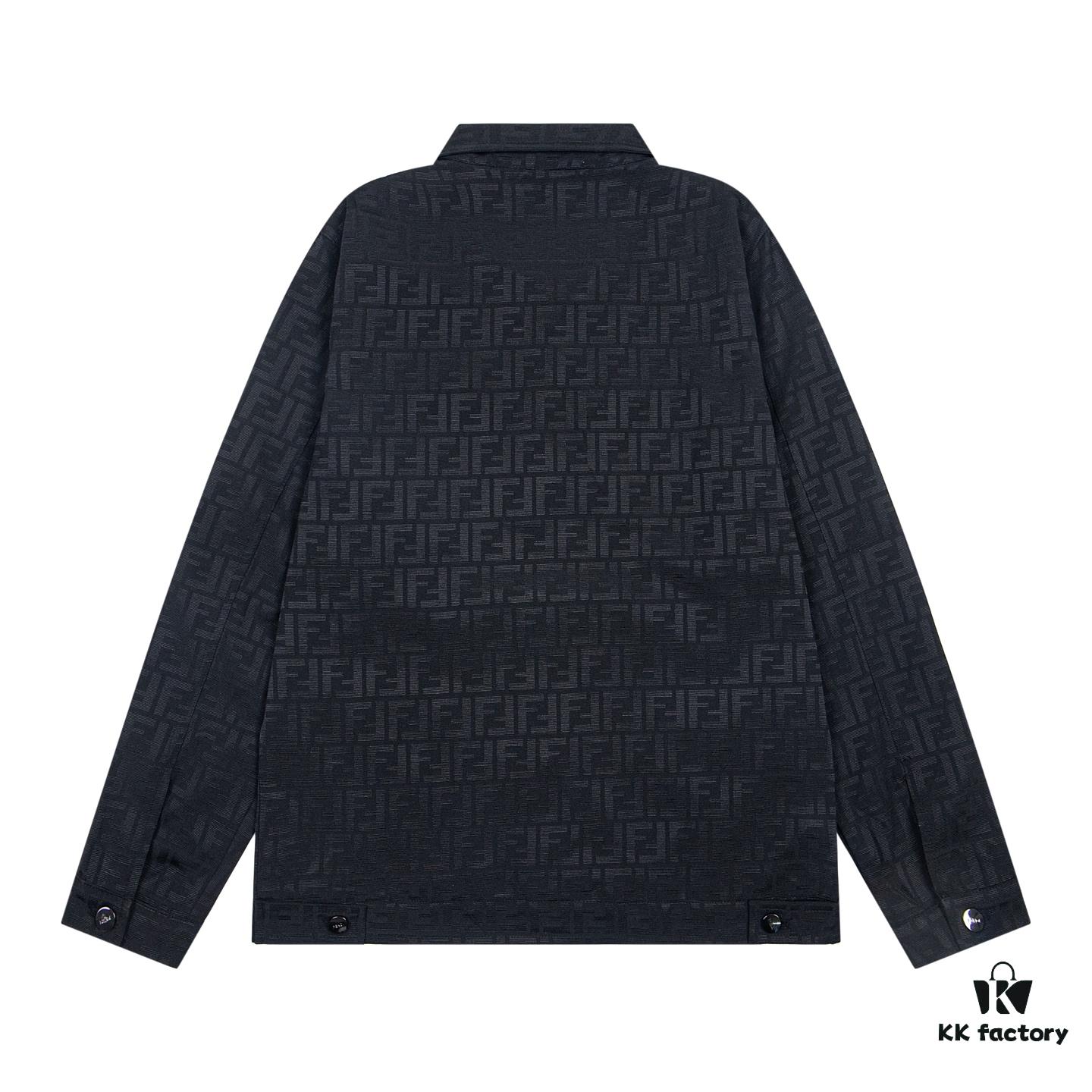 6931a14accd8ab3d7af953be FENDI FEND Heavyweight Denim Jacket Coat Shirt Style Custom Woven Fabric with FF Jacquard Towel-Letter Embellishment High Aesthetic and Exquisite Craftsmanship