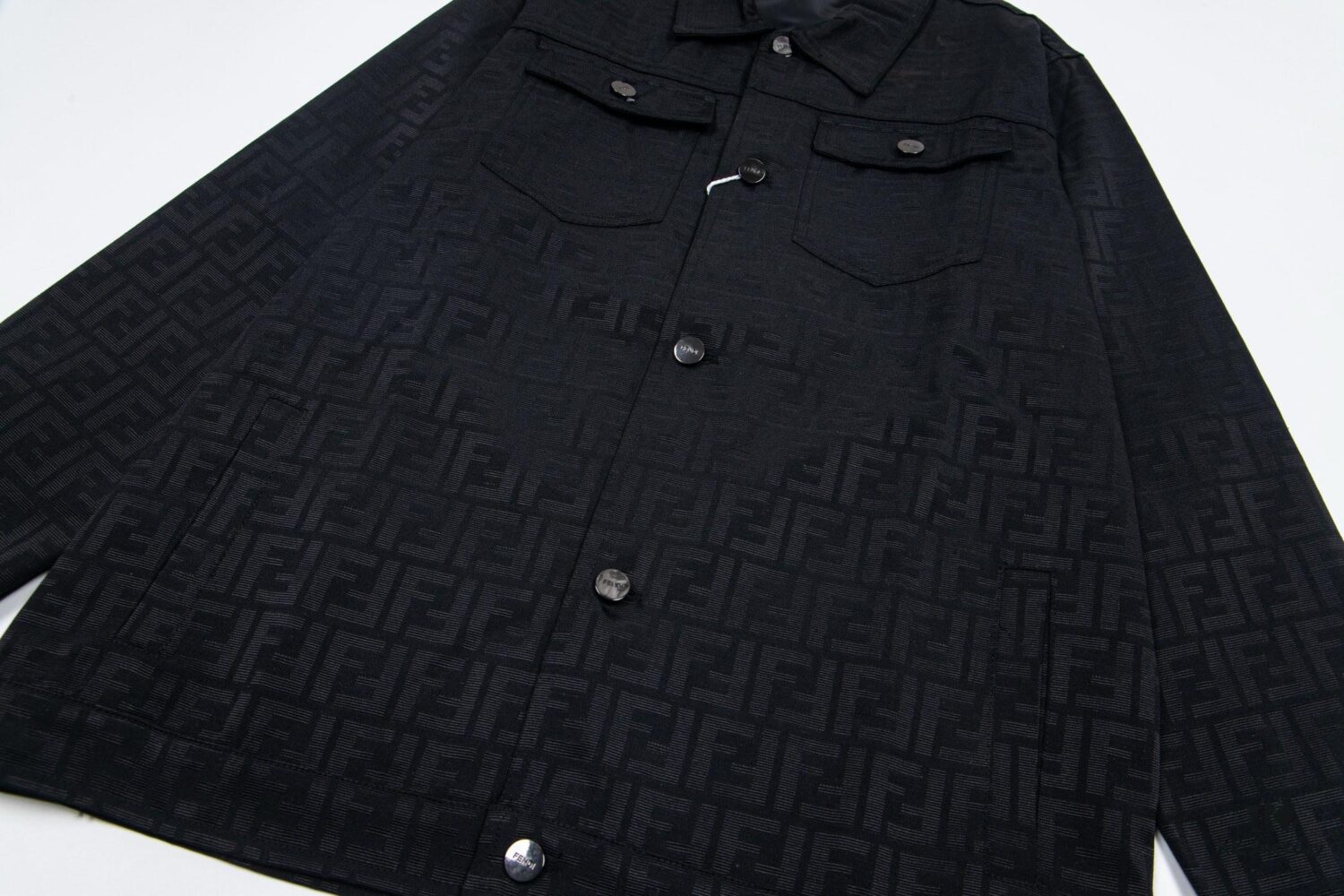 6931a14bccd8ab3d7af953c2 FENDI FEND Heavyweight Denim Jacket Coat Shirt Style Custom Woven Fabric with FF Jacquard Towel-Letter Embellishment High Aesthetic and Exquisite Craftsmanship