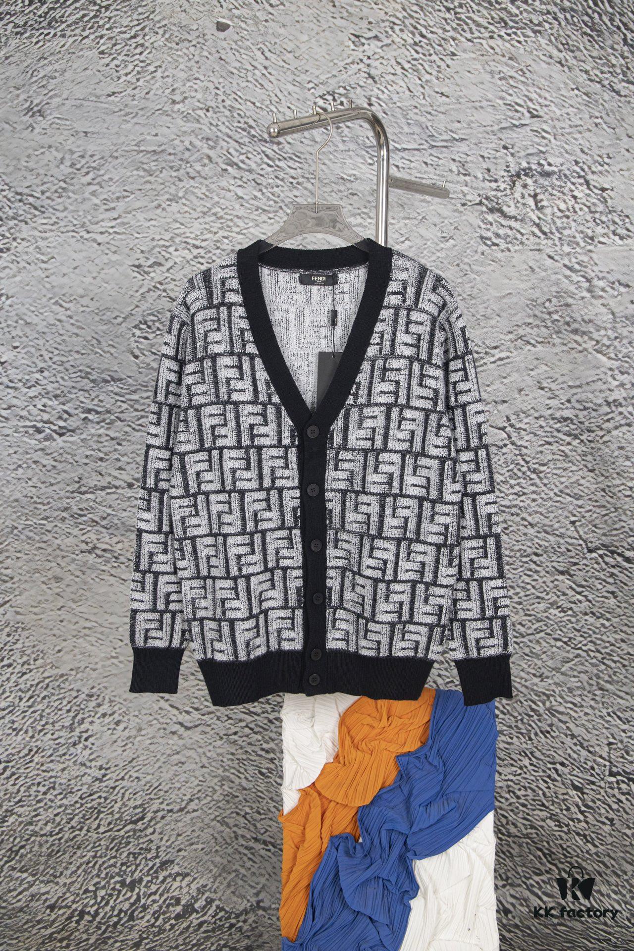 6931a14bccd8ab3d7af953cb Fedi 24 Full Print Embossed Knit Cardigan - Stylish, Soft and Comfortable with Exquisite Craftsmanship
