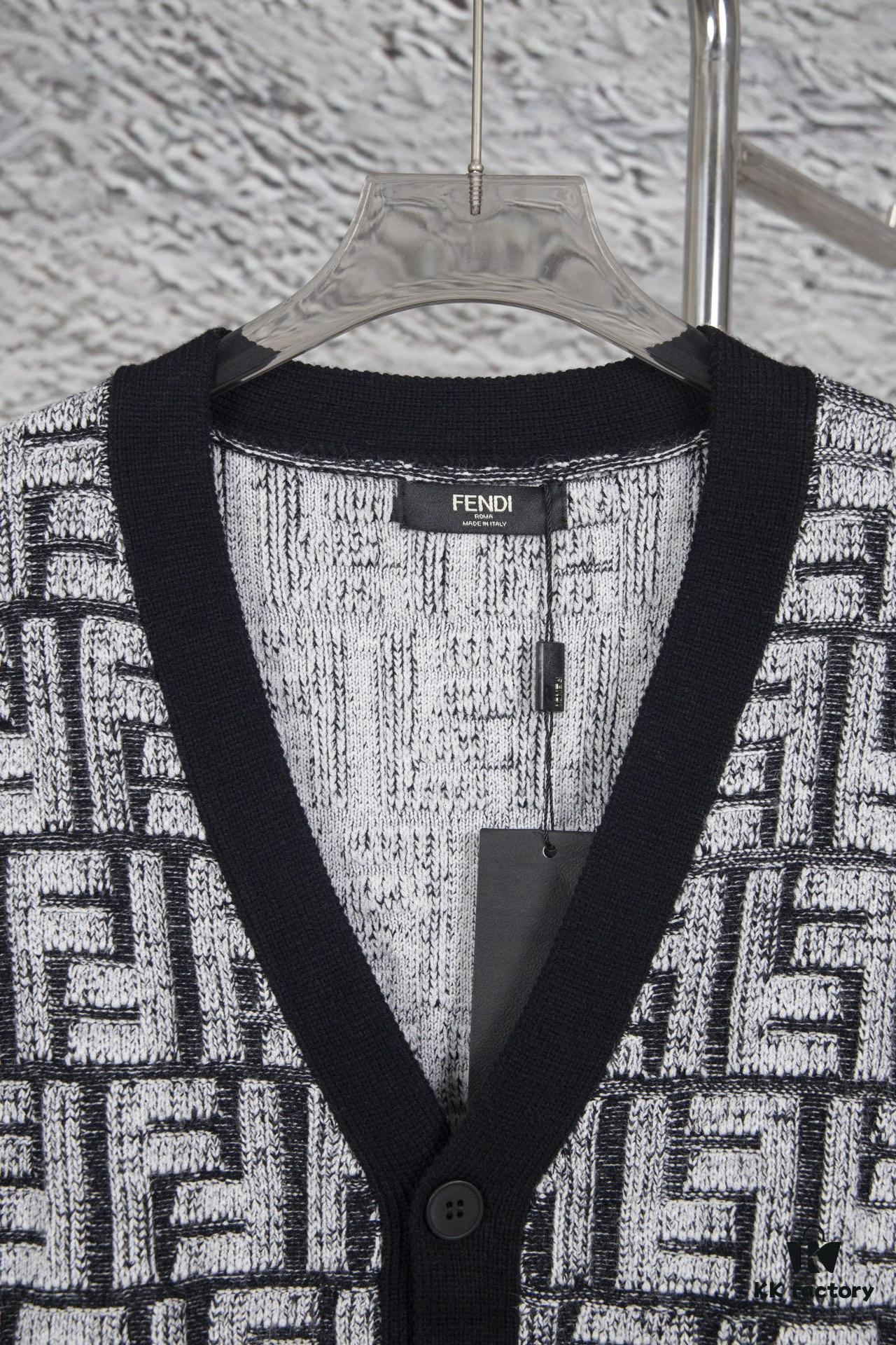 6931a14bccd8ab3d7af953cd Fedi 24 Full Print Embossed Knit Cardigan - Stylish, Soft and Comfortable with Exquisite Craftsmanship