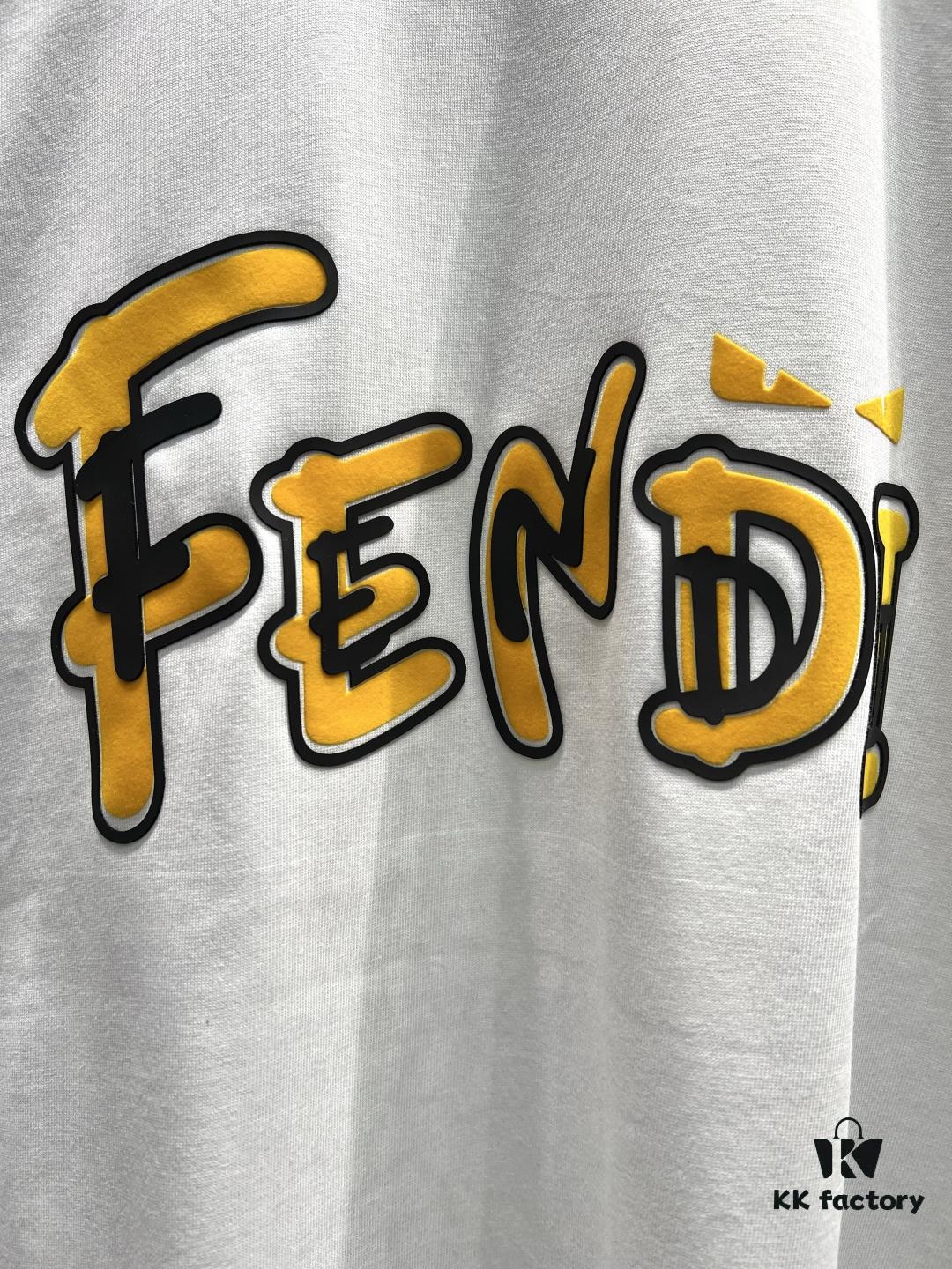 6931a14dccd8ab3d7af953f5 FENDI Rainbow Print Logo Short Sleeve T-Shirt