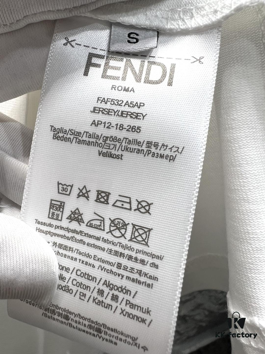 6931a14dccd8ab3d7af953f8 FENDI Rainbow Print Logo Short Sleeve T-Shirt