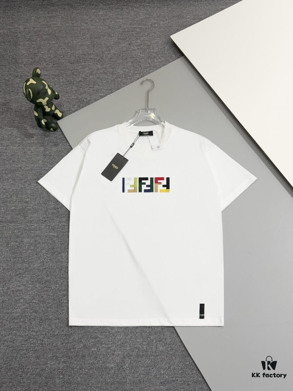6931a150ccd8ab3d7af95424 Fendi FD Colorful Embroidered FF Logo Short Sleeve T-Shirt, Inverted FF Embroidery on Back, Tatami Stitching Technique, 32s 280g Double-combed Cotton Fabric, Soft, Breathable, Anti-deformation, Anti-shrinkage, Fade-resistant, Loose Fit Unisex Design