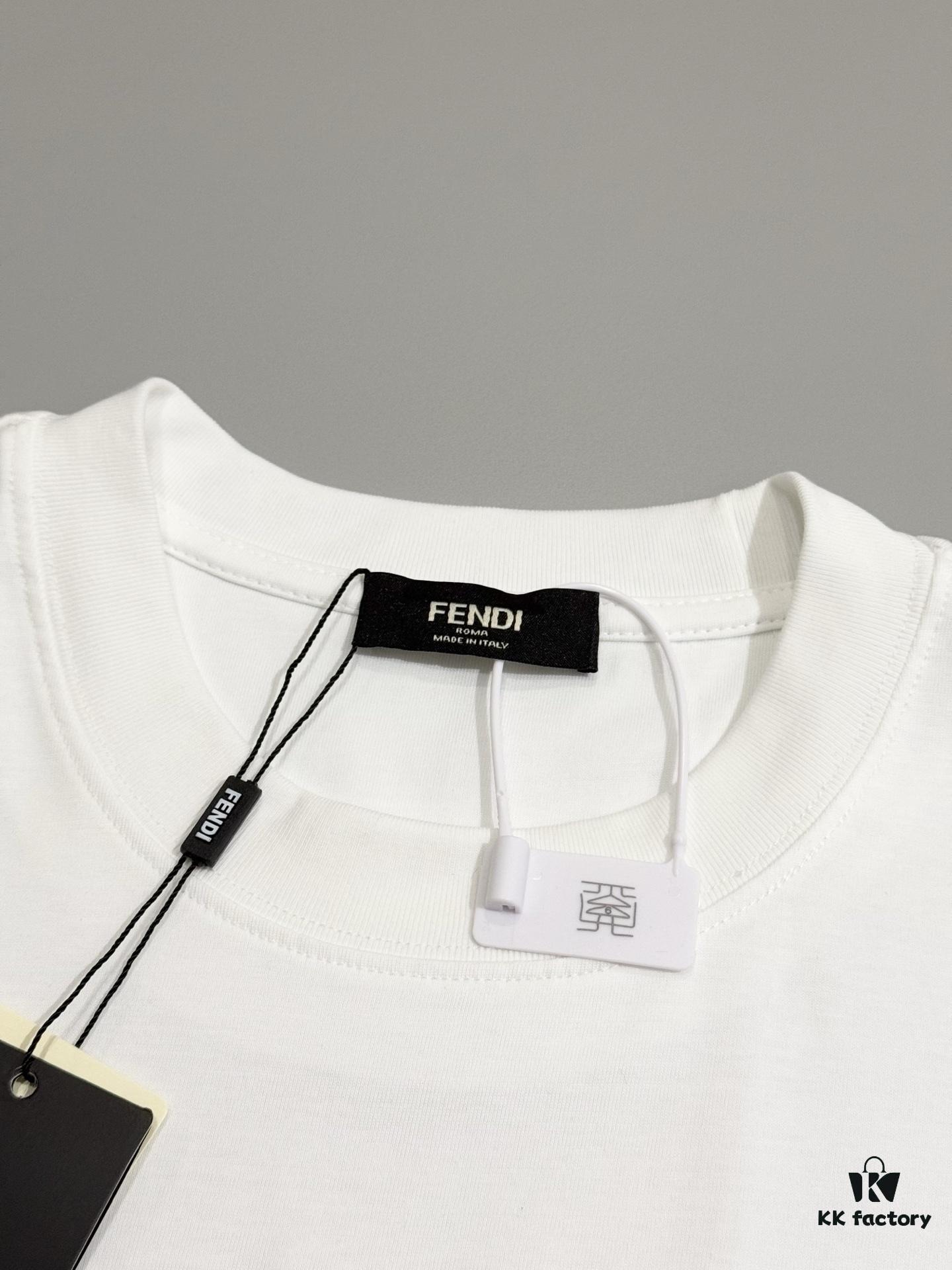 6931a150ccd8ab3d7af95426 Fendi FD Colorful Embroidered FF Logo Short Sleeve T-Shirt, Inverted FF Embroidery on Back, Tatami Stitching Technique, 32s 280g Double-combed Cotton Fabric, Soft, Breathable, Anti-deformation, Anti-shrinkage, Fade-resistant, Loose Fit Unisex Design