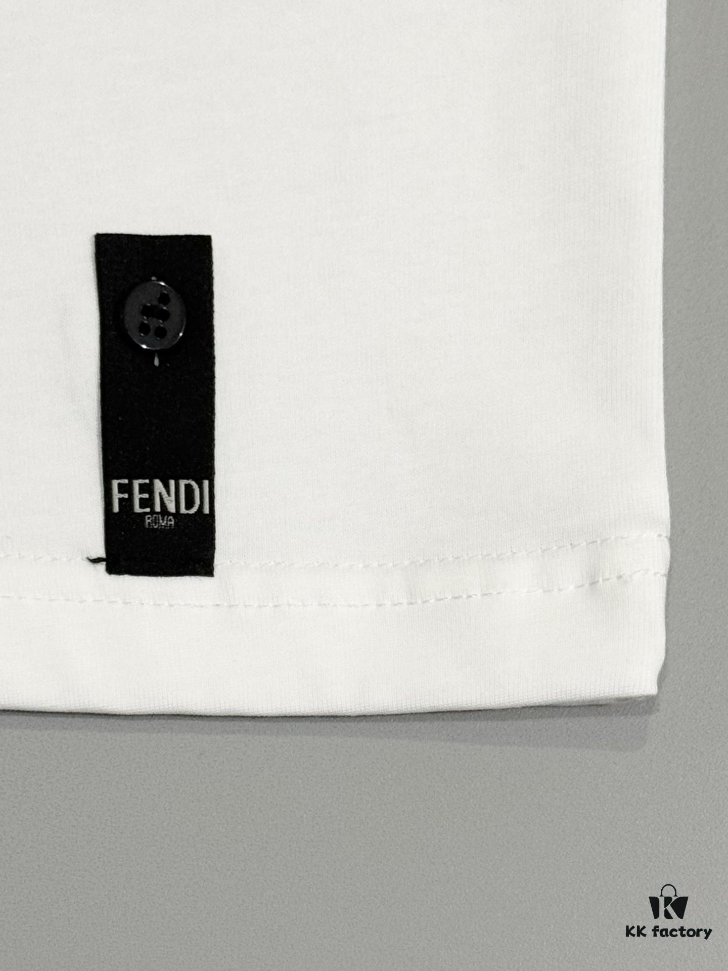 6931a150ccd8ab3d7af95429 Fendi FD Colorful Embroidered FF Logo Short Sleeve T-Shirt, Inverted FF Embroidery on Back, Tatami Stitching Technique, 32s 280g Double-combed Cotton Fabric, Soft, Breathable, Anti-deformation, Anti-shrinkage, Fade-resistant, Loose Fit Unisex Design