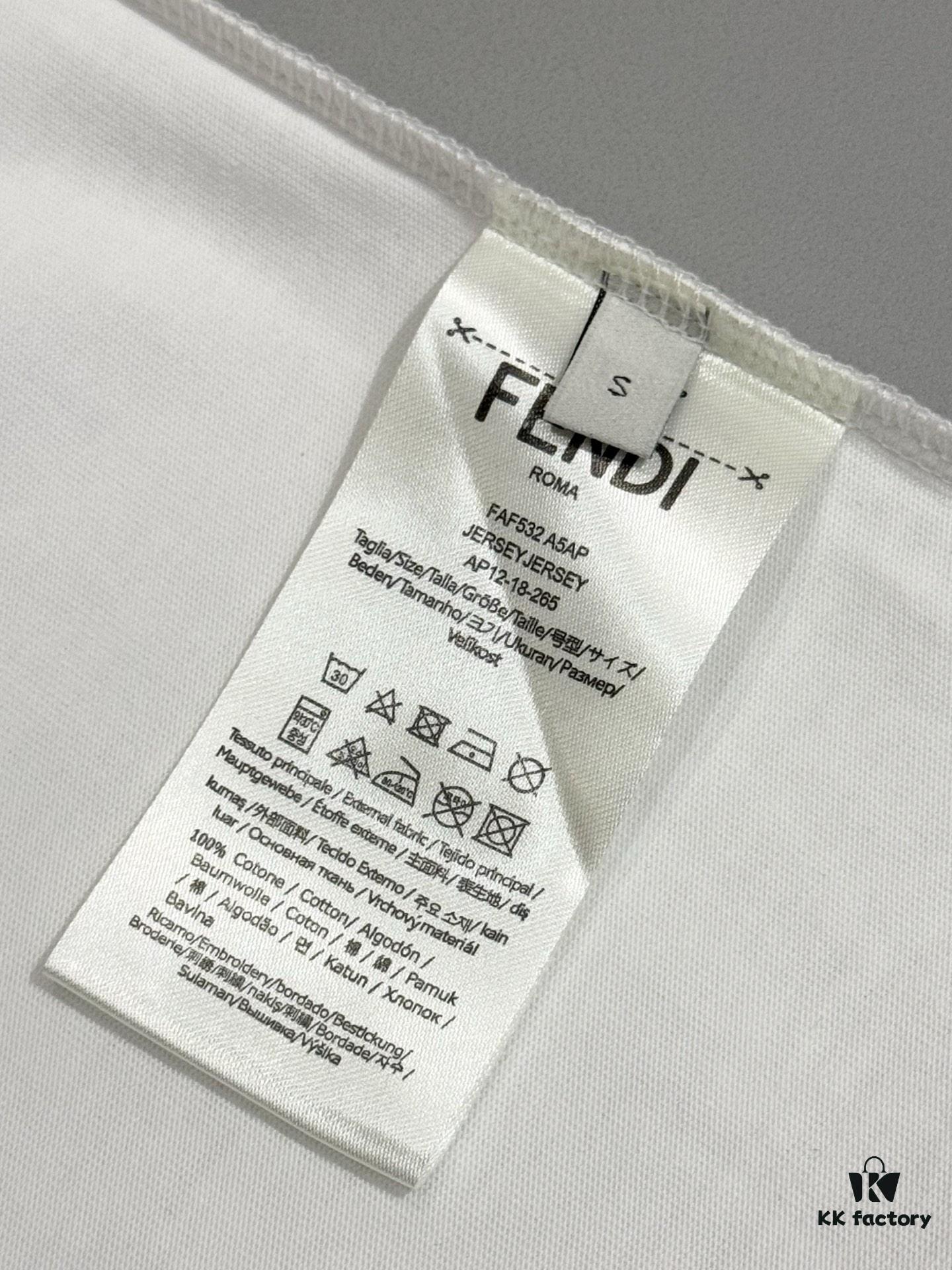 6931a150ccd8ab3d7af9542b Fendi FD Colorful Embroidered FF Logo Short Sleeve T-Shirt, Inverted FF Embroidery on Back, Tatami Stitching Technique, 32s 280g Double-combed Cotton Fabric, Soft, Breathable, Anti-deformation, Anti-shrinkage, Fade-resistant, Loose Fit Unisex Design