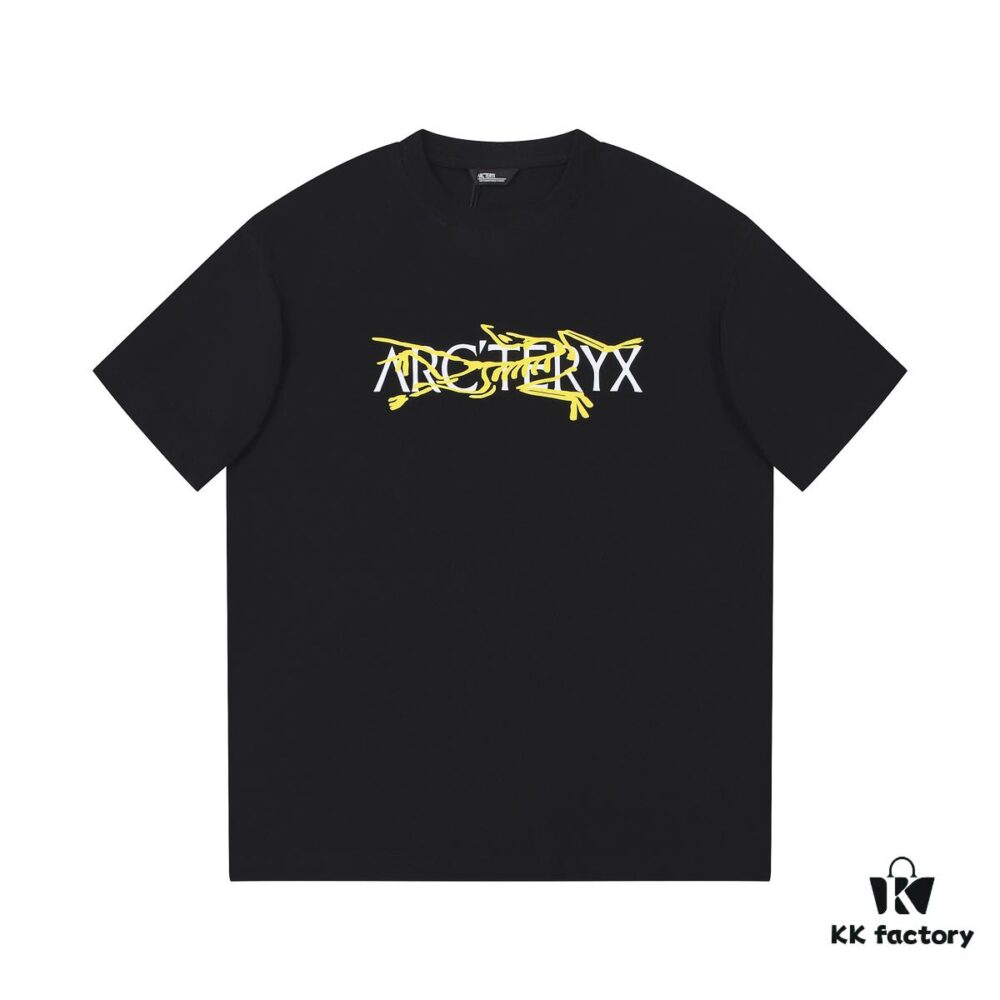 2025 Spring/Summer New Arrival ARC'TERYX Z668003 Short Sleeve T-Shirt, High-Quality Washed Cotton Crewneck Tee with Silicone Embossed Logo, Unisex Stylish and Comfortable Design
