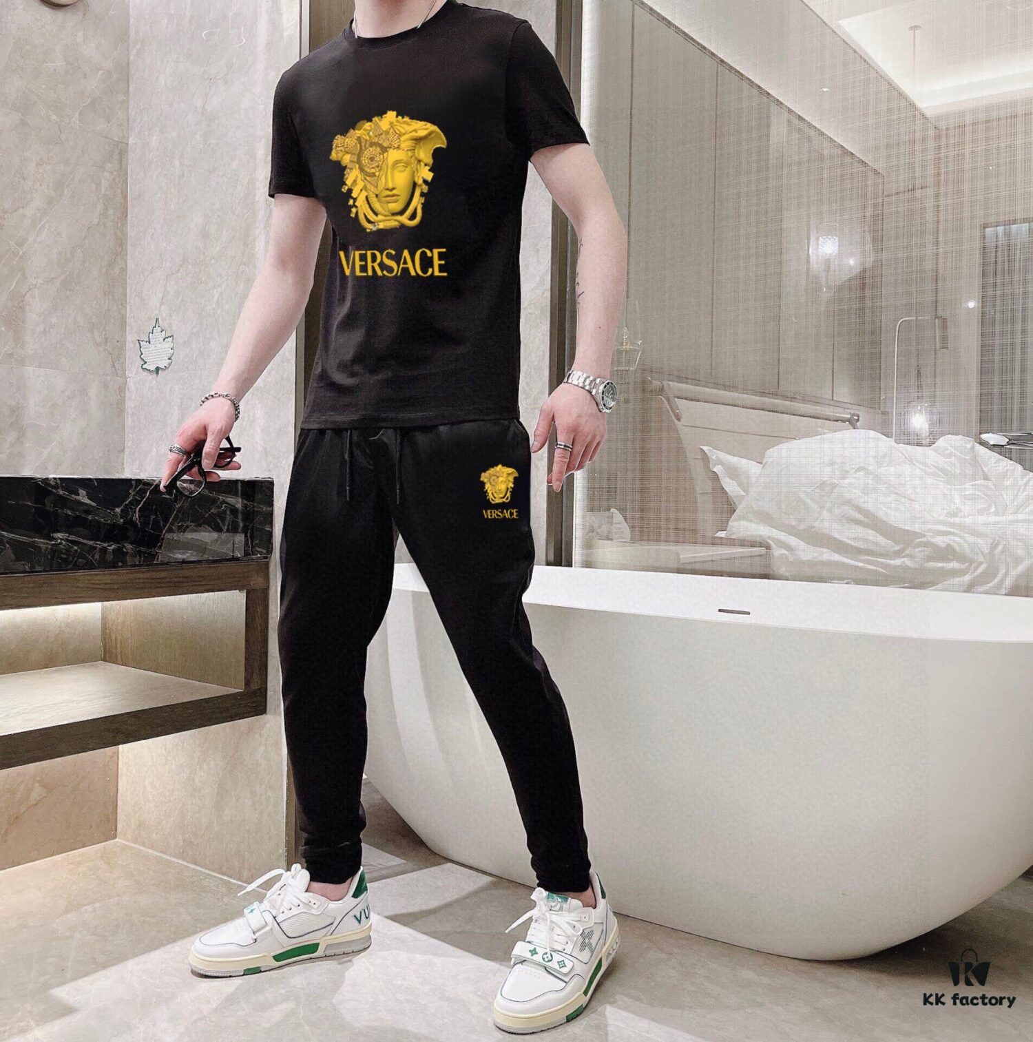 6931a170ccd8ab3d7af956b9 VERSACE Men's High-Quality Double-Mercerized Cotton Suit Set, Imported Premium Fabric, Fashion Trend Summer Collection 2025