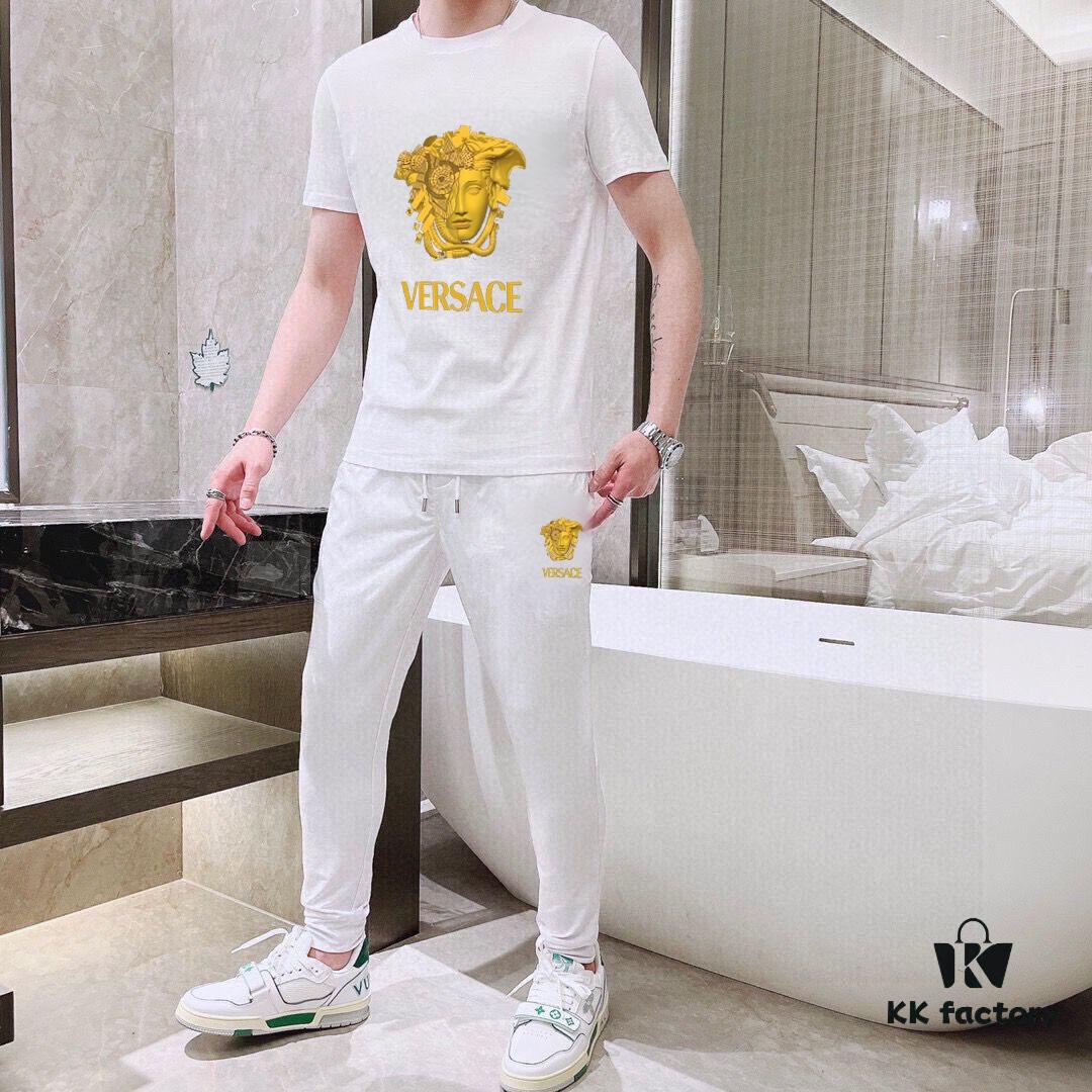 6931a170ccd8ab3d7af956ba VERSACE Men's High-Quality Double-Mercerized Cotton Suit Set, Imported Premium Fabric, Fashion Trend Summer Collection 2025