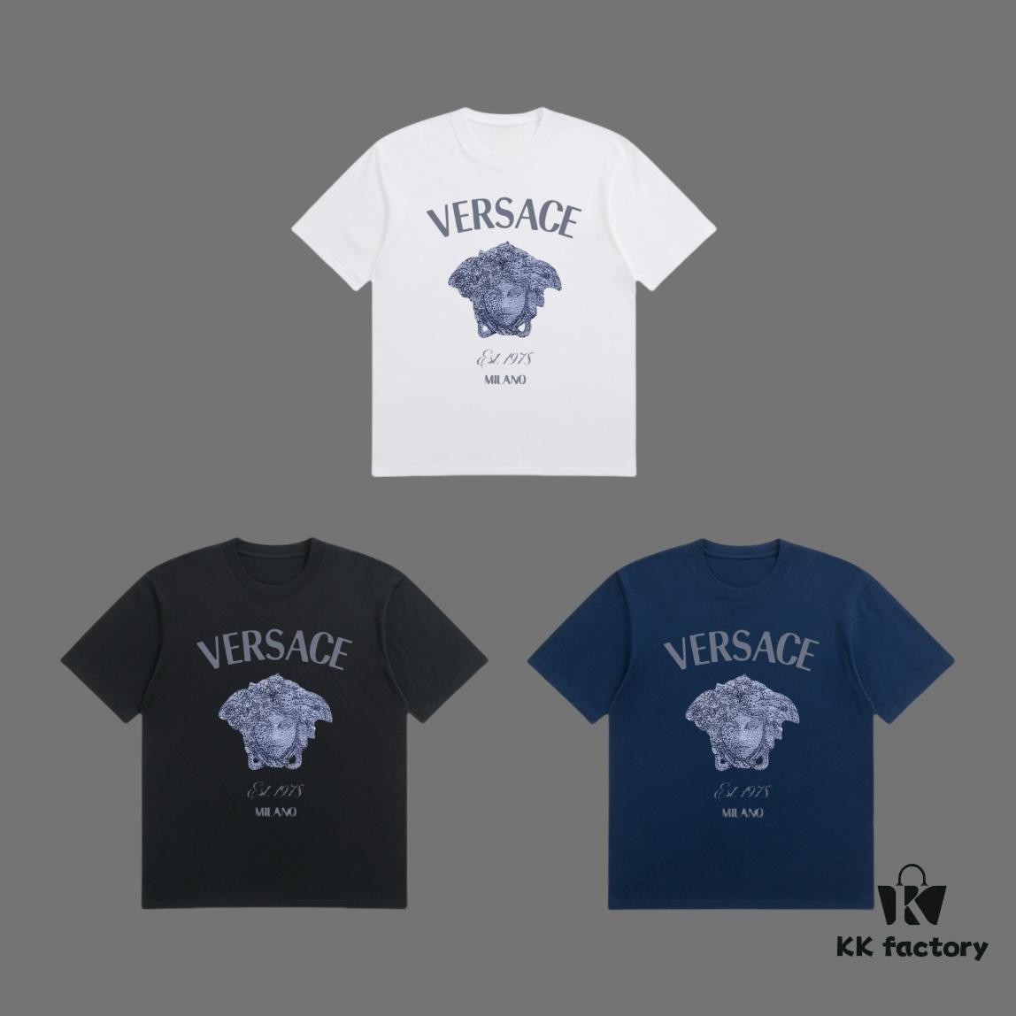 6931a172ccd8ab3d7af956e0 VERSACE 2025 Fall Spring/Summer Collection Medusa Logo Short Sleeve T-Shirt, Premium 270G 32-Count Double-Yarn Cotton Fabric, Distinct from Regular Prints, Relaxed Fit Unisex Design