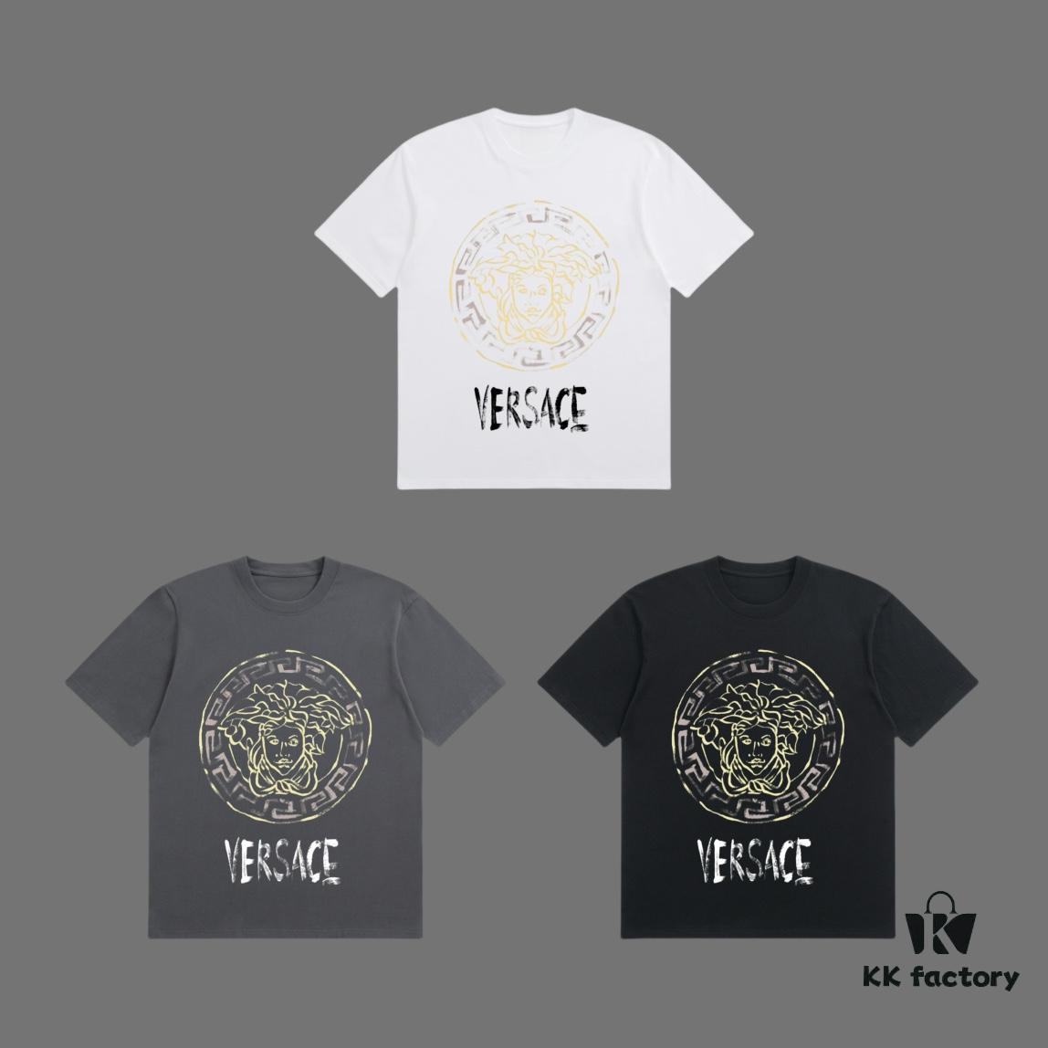 6931a173ccd8ab3d7af956f2 VERSACE 2025 Fall Spring/Summer Collection Medusa Logo Short Sleeve T-Shirt, Premium 270G 32-Count Double-Yarn Cotton Fabric, Distinct from Regular Print, Relaxed Fit Unisex Design