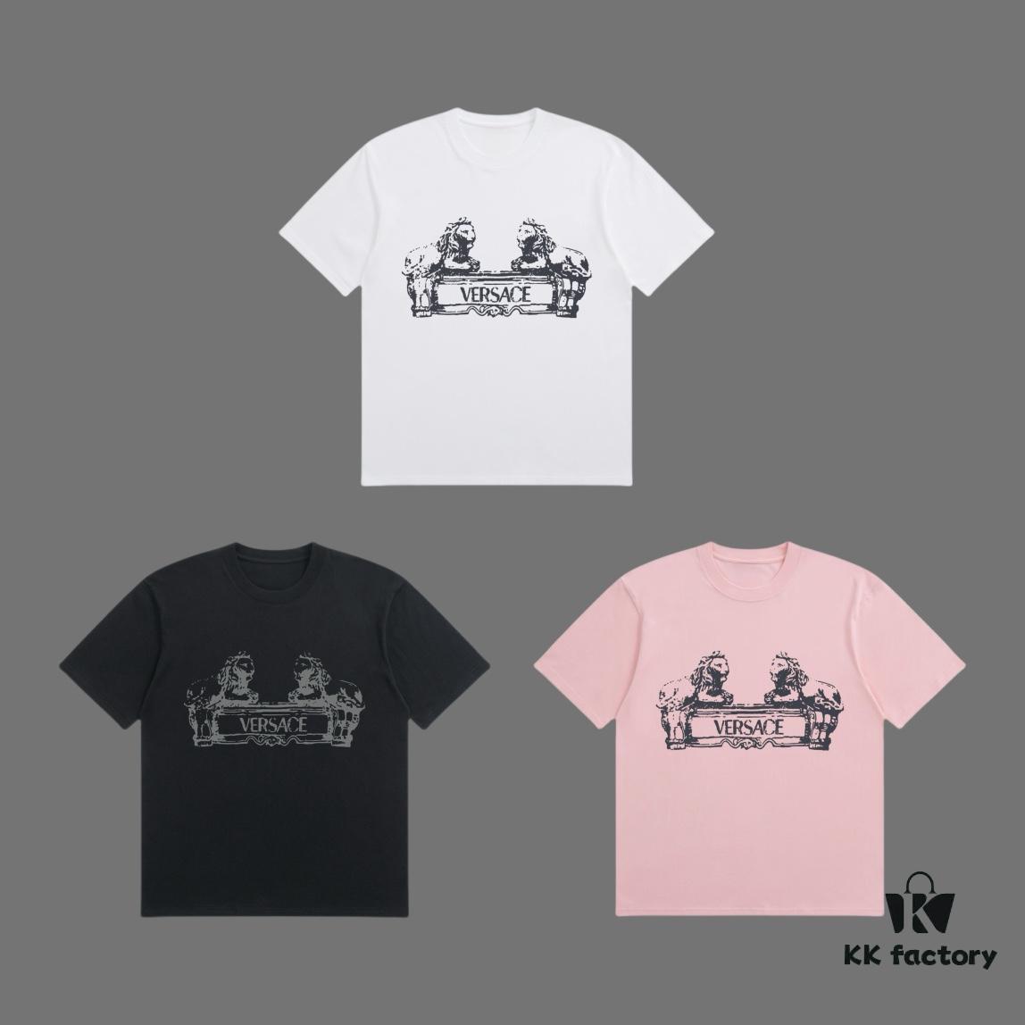 6931a175ccd8ab3d7af9570d VERSACE 2025 Fall Spring/Summer Collection Medusa Logo Short Sleeve T-Shirt, Premium 270G 32-Count Double-Yarn Cotton Fabric, Relaxed Fit Unisex Design