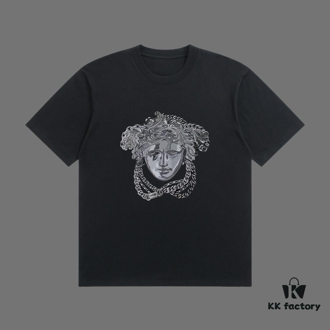 6931a17bccd8ab3d7af95789 VERSACE 2025 Fall Spring/Summer Collection Medusa Logo Short Sleeve T-Shirt, Premium Quality, Distinctive from Regular Print, Custom Woven 270G 32-Count Double-Yarn Pure Cotton Fabric, Loose Fit Unisex Design