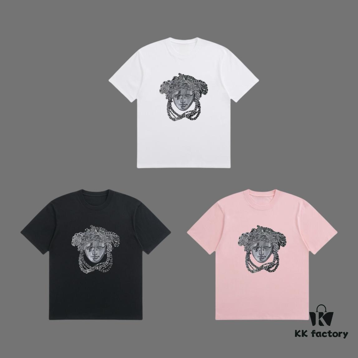 6931a17bccd8ab3d7af9578b VERSACE 2025 Fall Spring/Summer Collection Medusa Logo Short Sleeve T-Shirt, Premium Quality, Distinctive from Regular Print, Custom Woven 270G 32-Count Double-Yarn Pure Cotton Fabric, Loose Fit Unisex Design
