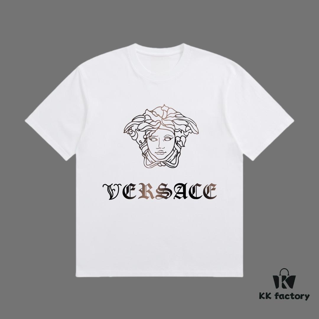 6931a17dccd8ab3d7af957ad VERSACE 2025 Fall Spring/Summer Collection Medusa Logo Short Sleeve T-Shirt Premium Quality, Distinctive from Regular Print, Made of Custom-Woven 270G 32-Ne Double-Yarn Pure Cotton Fabric, Relaxed Fit Unisex Design