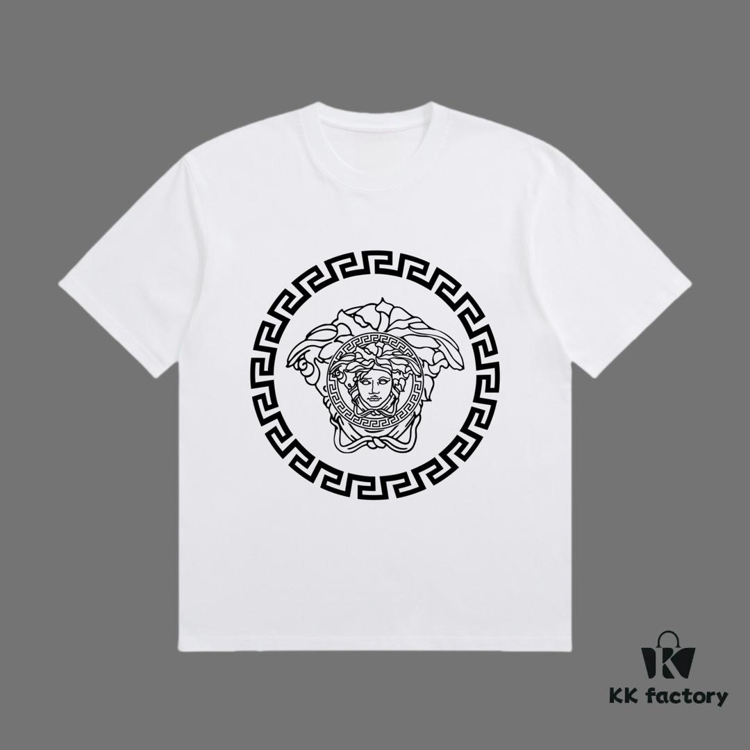 6931a17fccd8ab3d7af957da VERSACE 2025 Fall Spring/Summer Collection Medusa Logo Short Sleeve T-Shirt Premium Quality, Distinctive from Regular Prints, Crafted in 270G 32-Count Double-Yarn Pure Cotton Fabric, Relaxed Fit Unisex Design