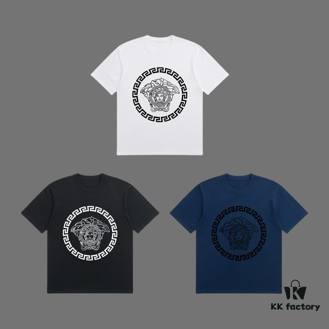 6931a17fccd8ab3d7af957dc VERSACE 2025 Fall Spring/Summer Collection Medusa Logo Short Sleeve T-Shirt Premium Quality, Distinctive from Regular Prints, Crafted in 270G 32-Count Double-Yarn Pure Cotton Fabric, Relaxed Fit Unisex Design