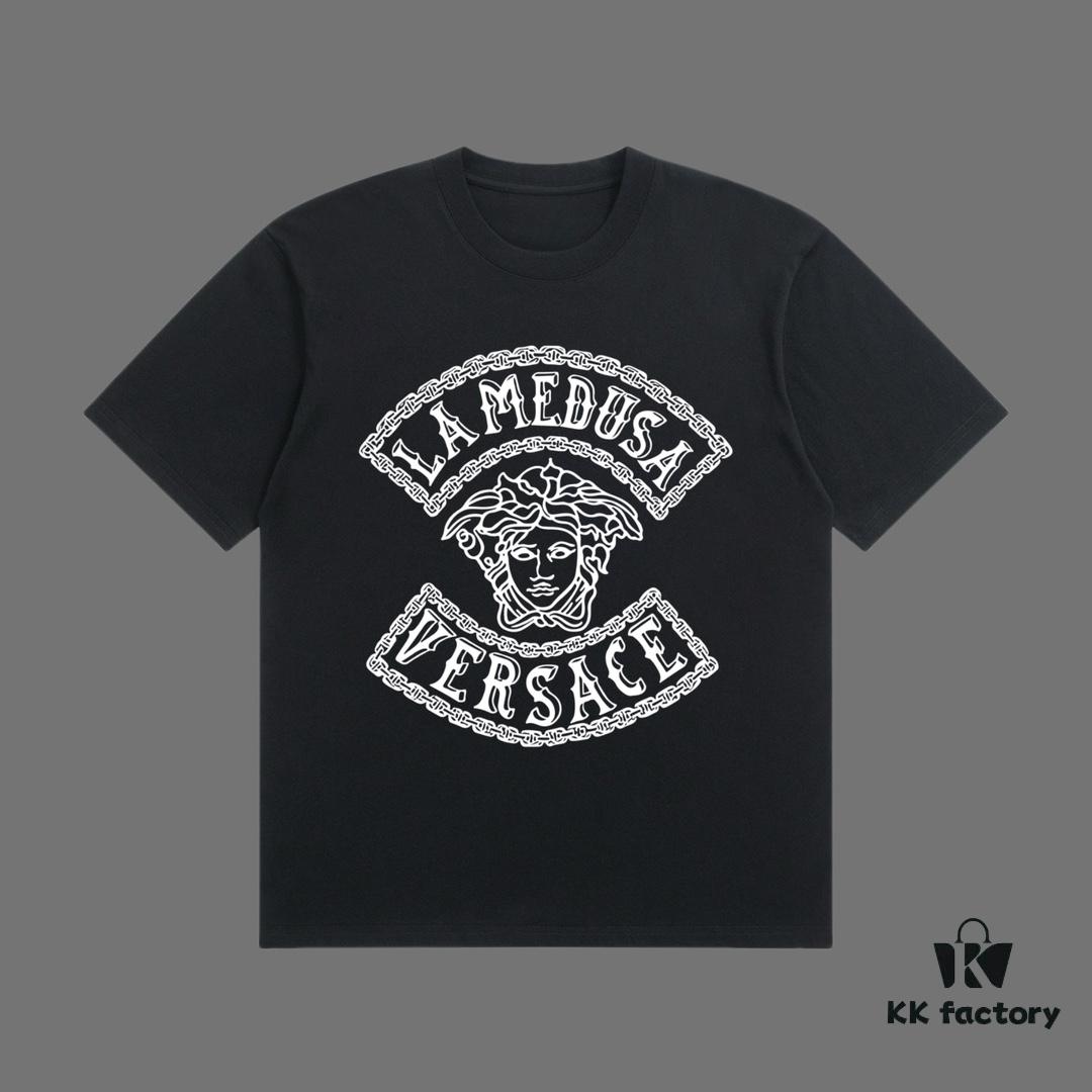 6931a17fccd8ab3d7af957e3 VERSACE 2025 Fall Spring/Summer Collection Medusa Logo Short Sleeve T-Shirt, Premium Quality, Custom Woven 270G 32-Count Double-Yarn Pure Cotton Fabric, Relaxed Fit Unisex Design