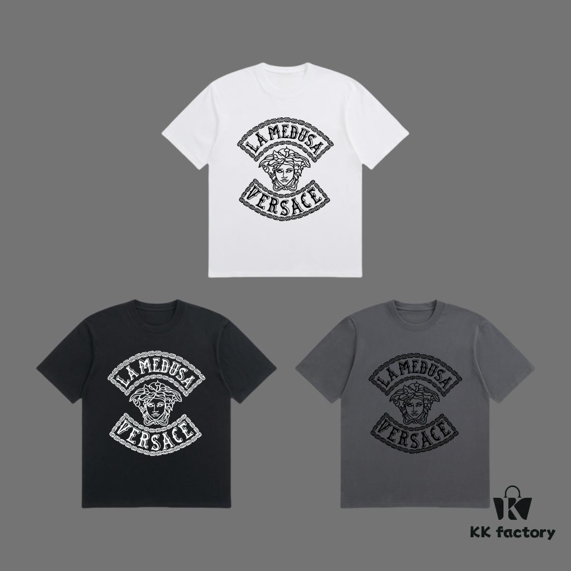 6931a180ccd8ab3d7af957ee VERSACE 2025 Fall Spring/Summer Collection Medusa Logo Short-Sleeve T-Shirt Premium Quality, Distinct from Regular Prints, Custom-Woven 270G 32-Count Double-Yarn Pure Cotton Fabric, Relaxed Fit Unisex Design