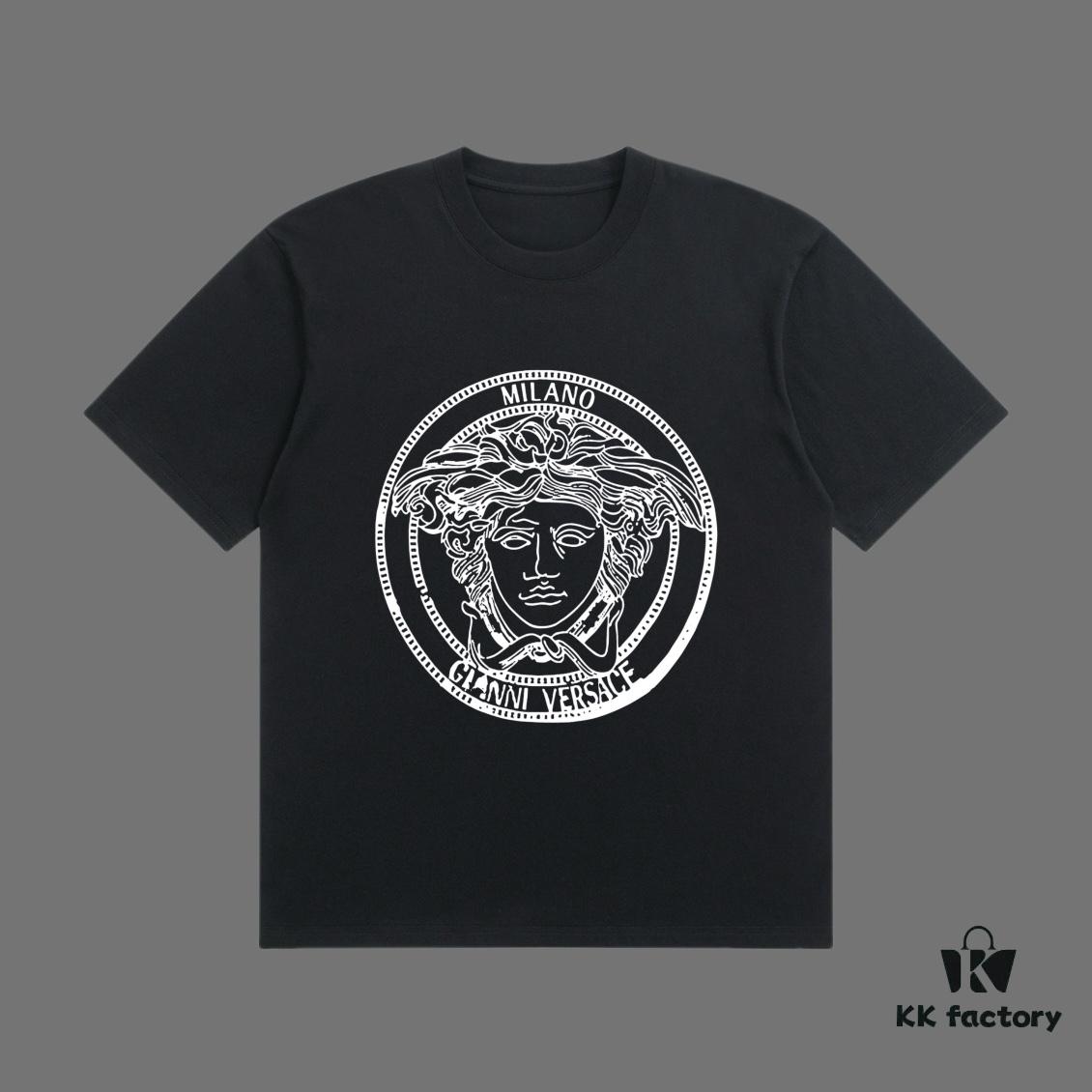 6931a181ccd8ab3d7af957fe VERSACE 2025 Fall Spring/Summer Collection Medusa Logo Short Sleeve T-Shirt, Premium Quality, Distinct from Regular Prints, Woven 270G 32-Count Double-Yarn Pure Cotton Fabric, Loose Fit Unisex Design