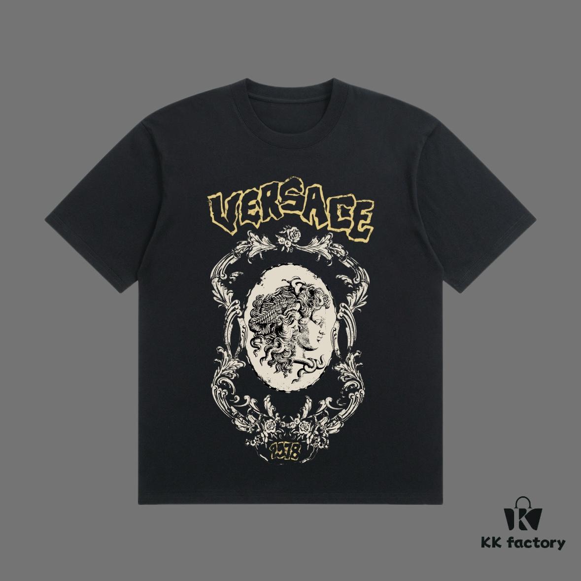 6931a189ccd8ab3d7af958b2 VERSACE 2025 Fall Spring/Summer Collection Medusa Logo Short Sleeve T-Shirt, Premium Quality, Custom Woven 270G 32-Count Double-Yarn Pure Cotton Fabric, Relaxed Fit Unisex Design
