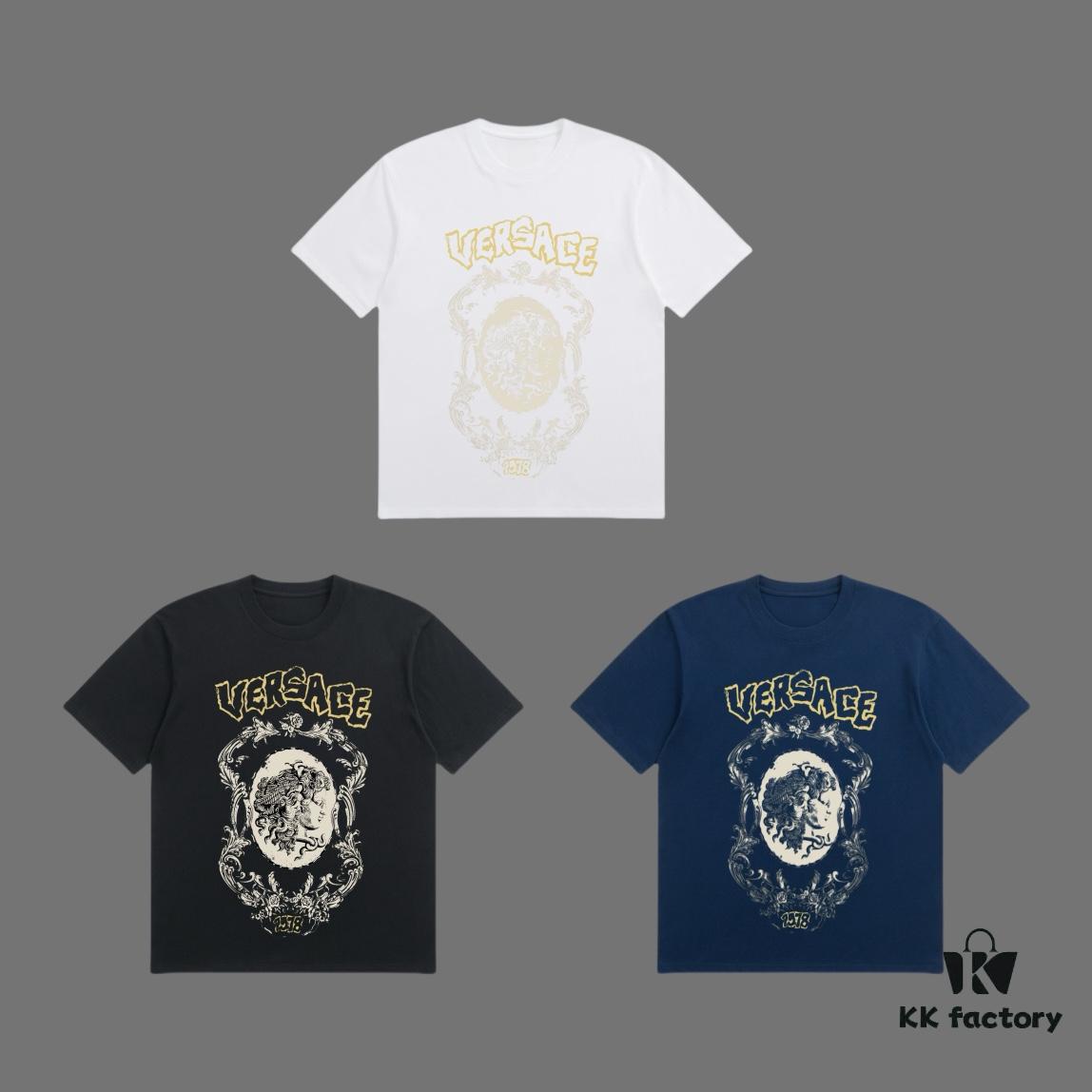 6931a189ccd8ab3d7af958b4 VERSACE 2025 Fall Spring/Summer Collection Medusa Logo Short Sleeve T-Shirt, Premium Quality, Custom Woven 270G 32-Count Double-Yarn Pure Cotton Fabric, Relaxed Fit Unisex Design