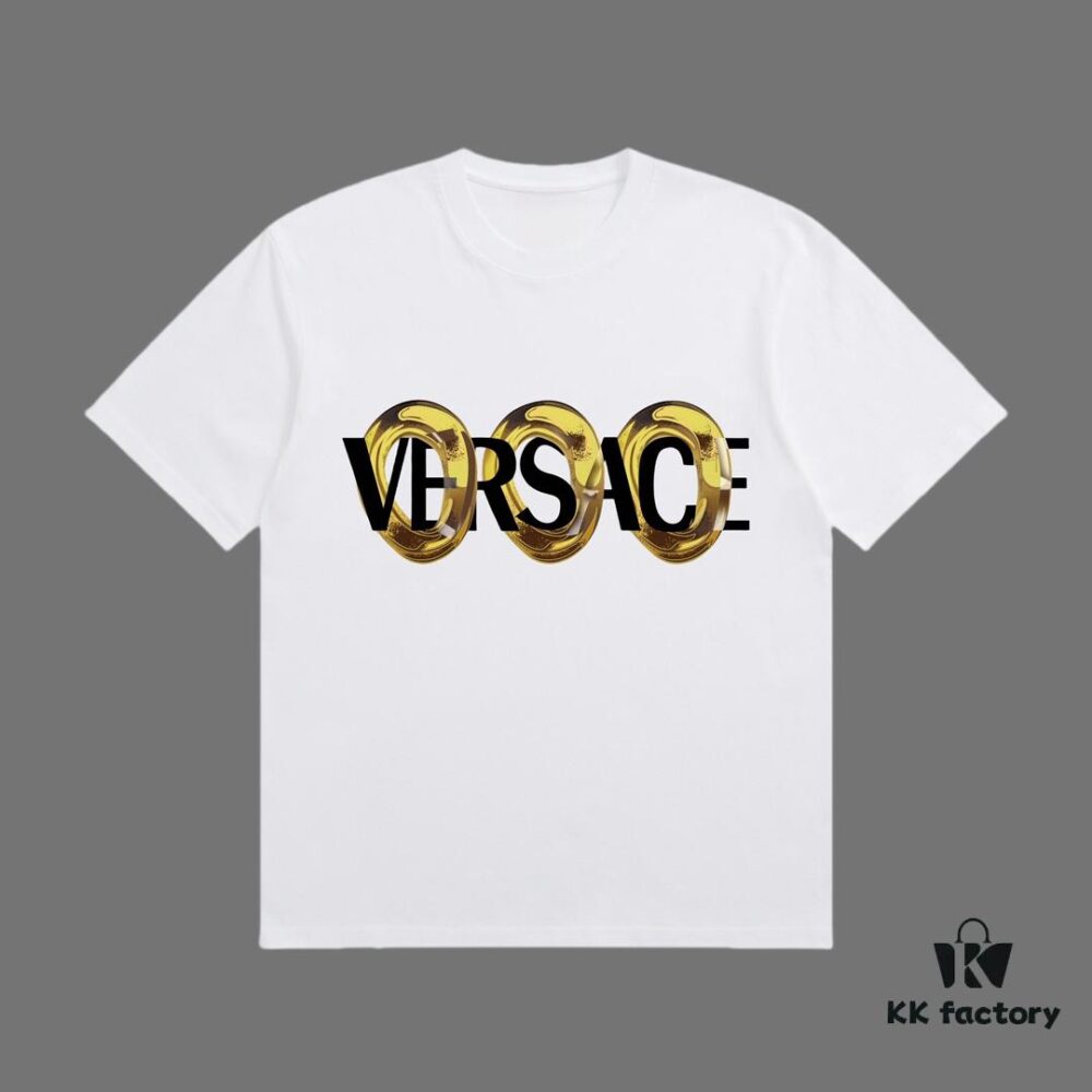 6931a18cccd8ab3d7af958f1 VERSACE 2025 Fall Spring/Summer Collection Logo Ring Short Sleeve T-Shirt, Premium 270G 32-Count Double-Yarn Pure Cotton Fabric, Distinct from Regular Print, Relaxed Fit Unisex Design