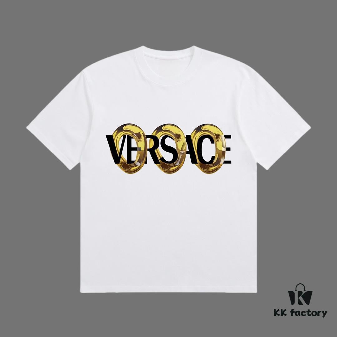 6931a18cccd8ab3d7af958f1 VERSACE 2025 Fall Spring/Summer Collection Logo Ring Short Sleeve T-Shirt, Premium 270G 32-Count Double-Yarn Pure Cotton Fabric, Distinct from Regular Print, Relaxed Fit Unisex Design