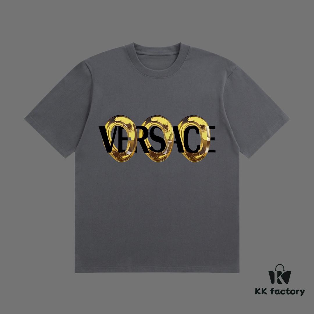 6931a18dccd8ab3d7af958fa VERSACE 2025 Fall Spring/Summer Collection Logo Ring Short Sleeve T-Shirt, Premium 270G 32-Count Double-Yarn Pure Cotton Fabric, Distinct from Regular Print, Relaxed Fit Unisex Design