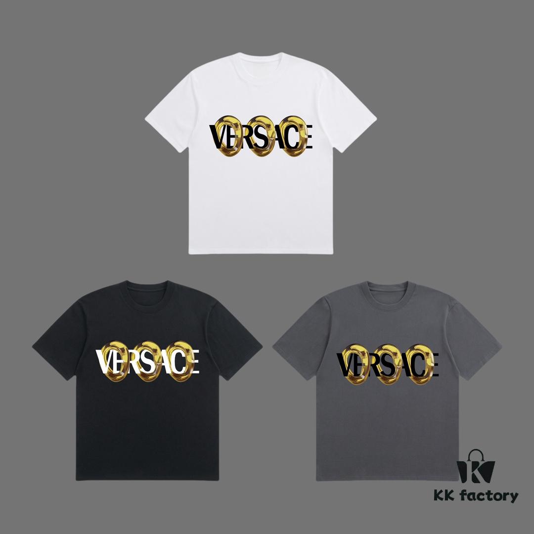6931a18dccd8ab3d7af95905 VERSACE 2025 Fall Spring/Summer Collection Logo Ring Short Sleeve T-Shirt, Premium 270G 32-Count Double-Yarn Pure Cotton Fabric, Distinct from Regular Print, Relaxed Fit Unisex Design