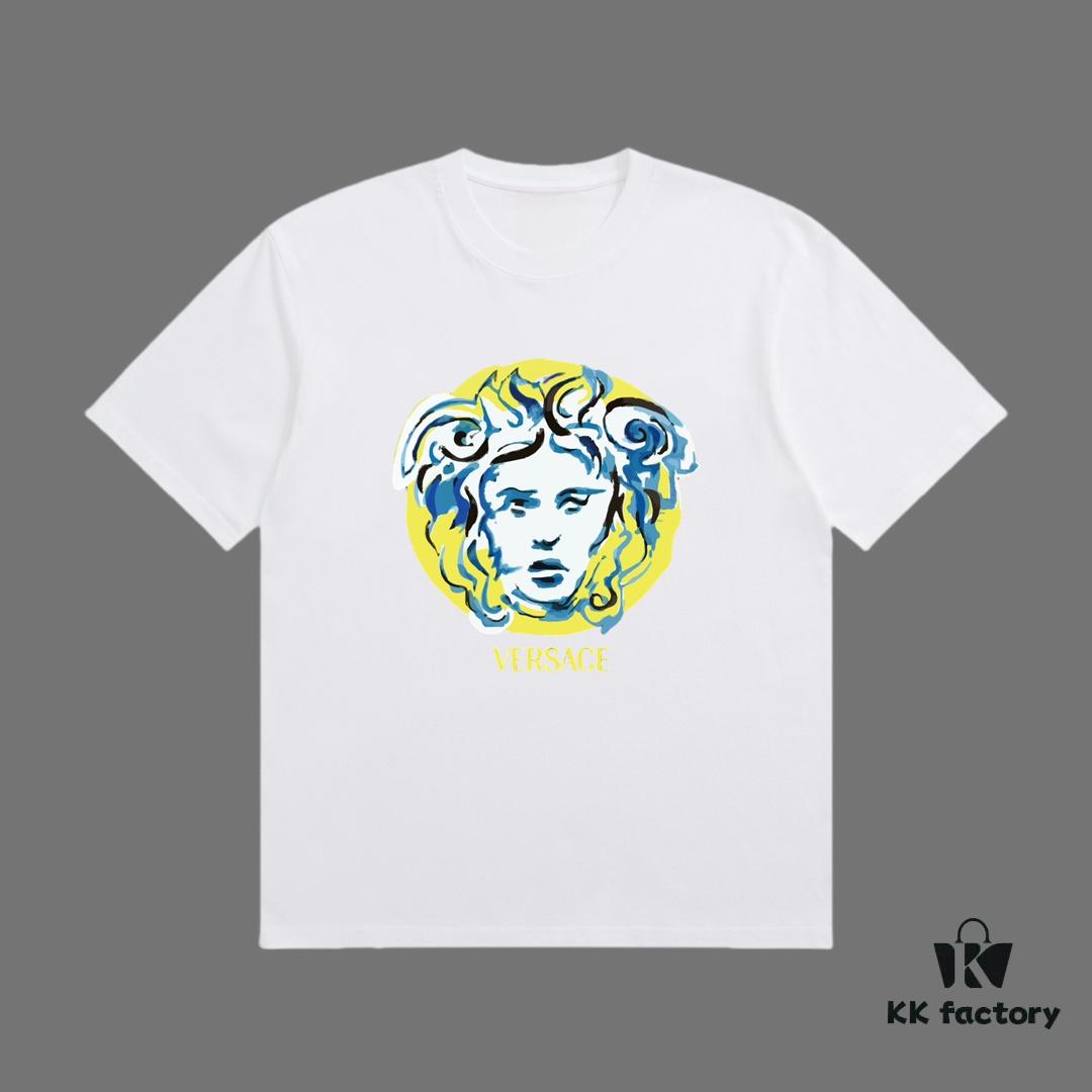 6931a18eccd8ab3d7af9590c High-End Quality VERSACE 2025 Fall Spring/Summer Collection Colorful Medusa Head Short-Sleeve T-Shirt, Premium Custom-Woven 270G 32-Count Double-Yarn Pure Cotton Fabric, Distinct from Ordinary Prints, Loose Fit Unisex Design