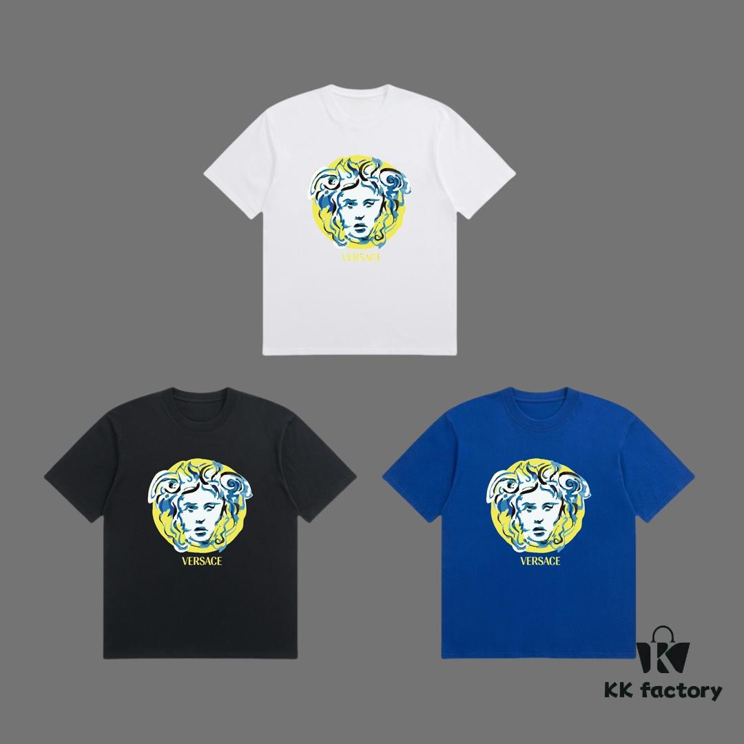 6931a18eccd8ab3d7af9590e High-End Quality VERSACE 2025 Fall Spring/Summer Collection Colorful Medusa Head Short-Sleeve T-Shirt, Premium Custom-Woven 270G 32-Count Double-Yarn Pure Cotton Fabric, Distinct from Ordinary Prints, Loose Fit Unisex Design