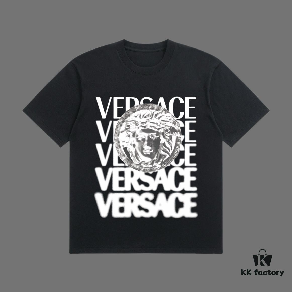 6931a190ccd8ab3d7af95939 VERSACE 2025 Fall Spring/Summer Collection Medusa Logo Short Sleeve T-Shirt, Premium Quality Custom-Woven 270G 32-Count Double-Yarn Cotton Fabric, Relaxed Unisex Fit