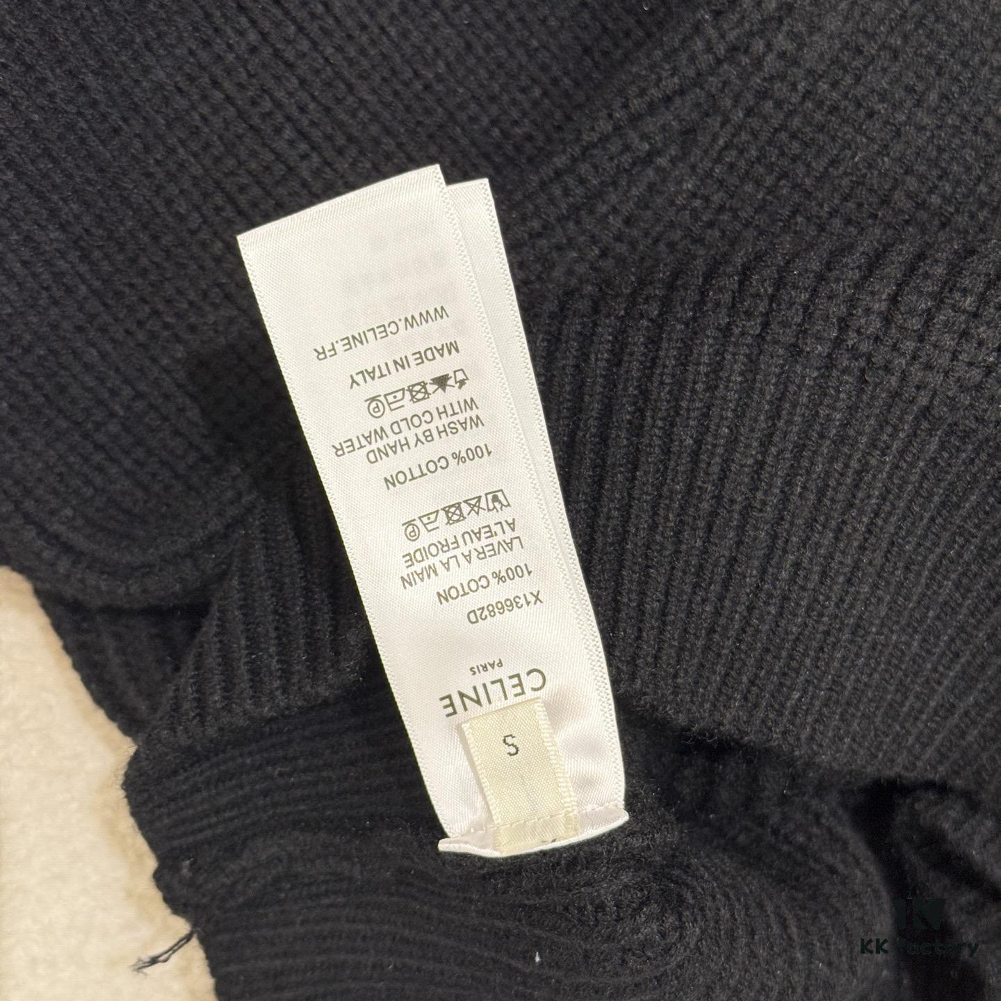 6931a192ccd8ab3d7af95966 Celine Triumph Knit Long-Sleeve Sweater, Spring 2025 Collection, Embroidered Logo, Premium Yarn Wool Blend, Classic Short-Length Cut, Timeless and Flattering Fit