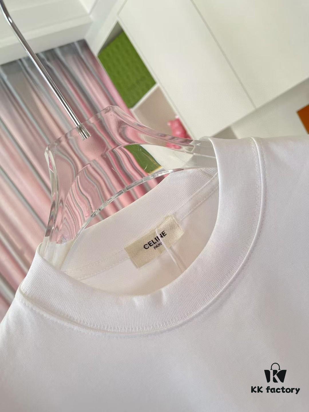 Celine 2025 Summer New Arrival Personalized Letter Logo Print Custom Fabric 300g Short Sleeve T-Shirt Unisex