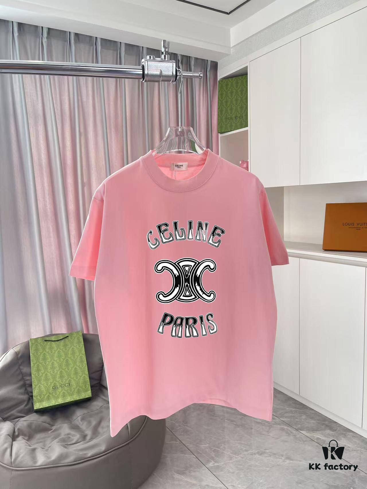 6931a193ccd8ab3d7af95977 Celine 2025 Summer New Arrival Individual Letter Logo Print Custom Fabric 300g Short Sleeve T-Shirt Unisex