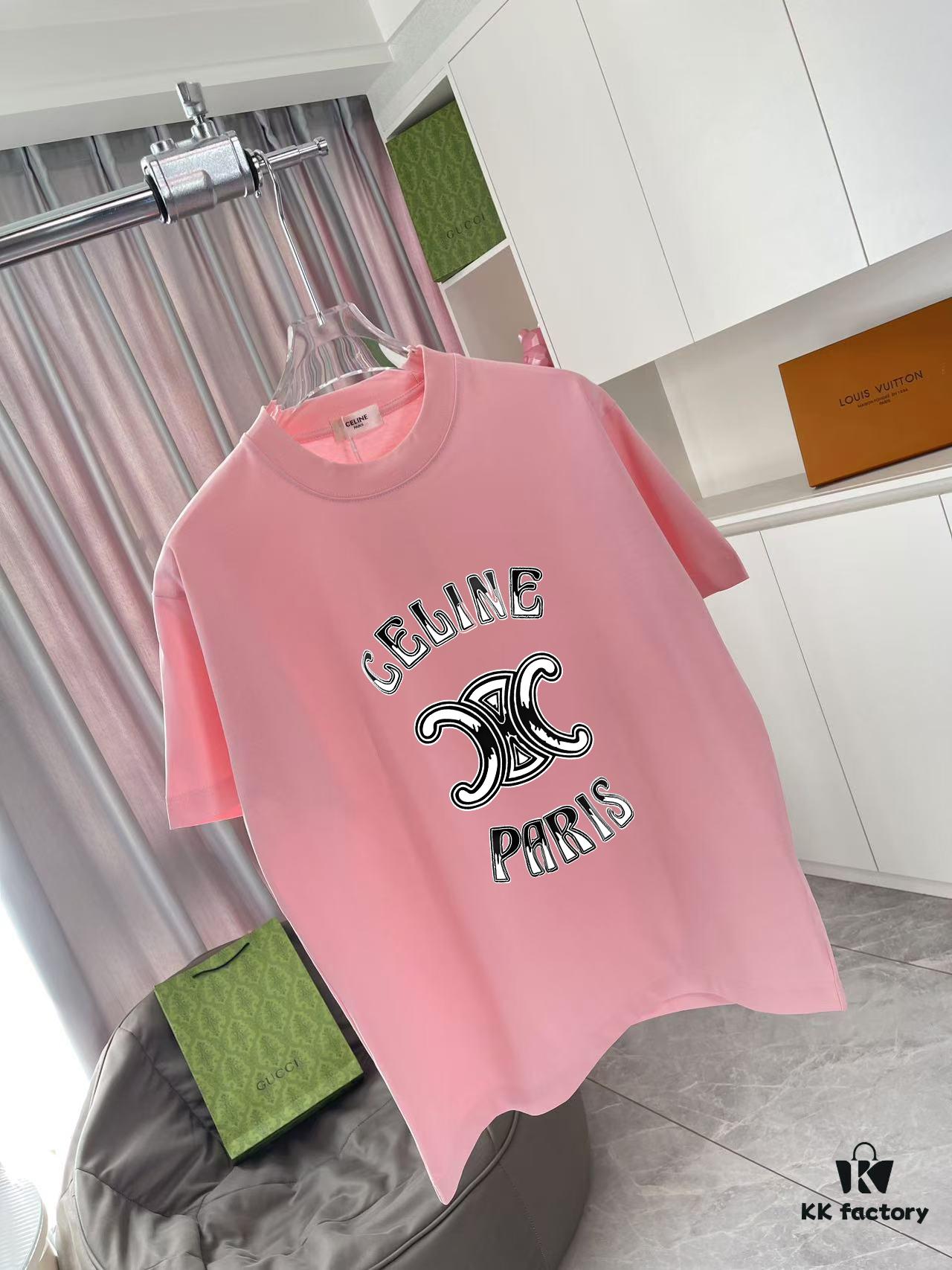 6931a193ccd8ab3d7af95978 Celine 2025 Summer New Arrival Individual Letter Logo Print Custom Fabric 300g Short Sleeve T-Shirt Unisex
