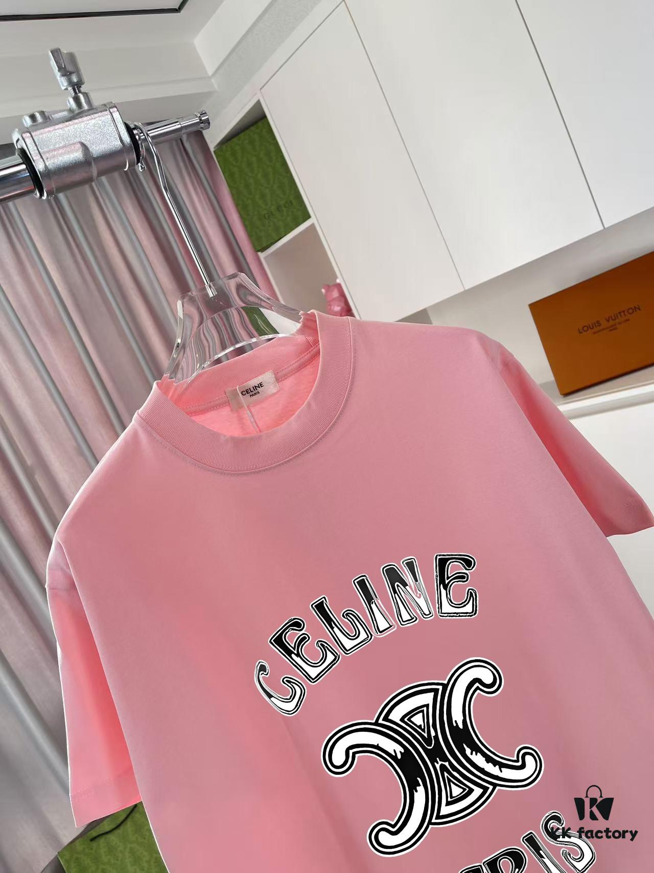 6931a193ccd8ab3d7af95979 Celine 2025 Summer New Arrival Individual Letter Logo Print Custom Fabric 300g Short Sleeve T-Shirt Unisex