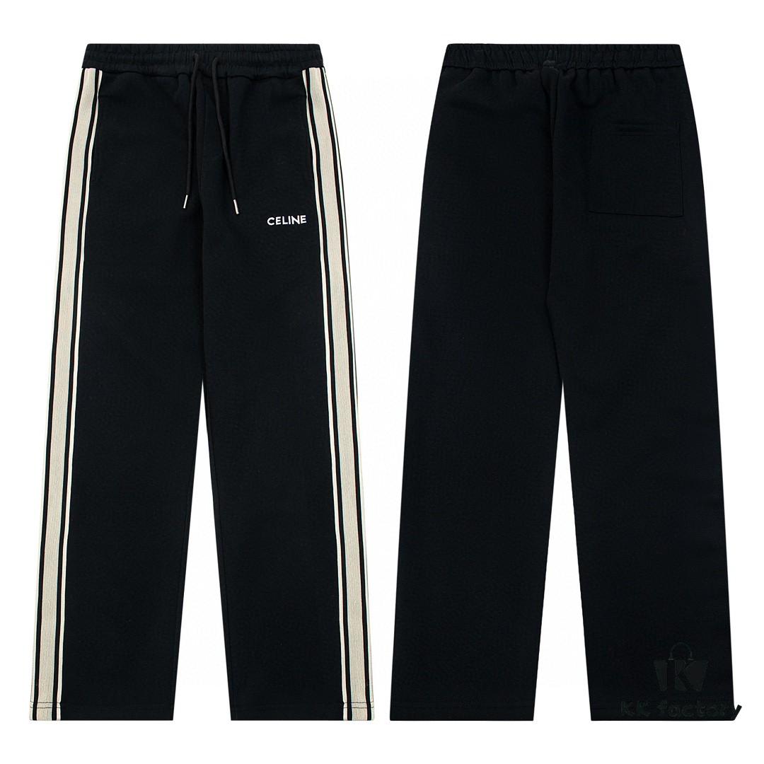 6931a195ccd8ab3d7af9599a Celine New Embroidered Letter Woven Straight Sweatpants Casual Unisex Long Pants