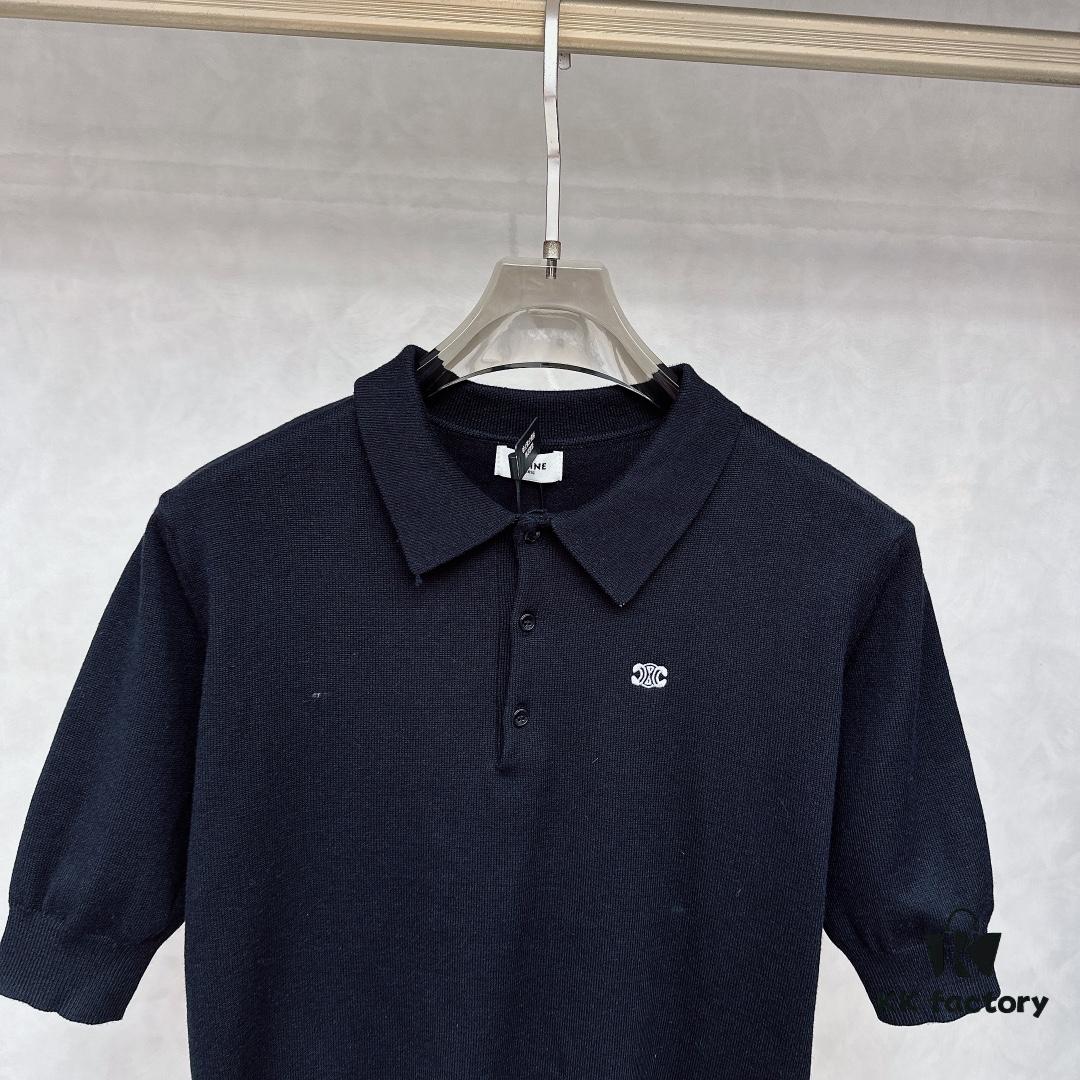 6931a197ccd8ab3d7af959c4 CELINE Arc de Triomphe Embroidered Polo Shirt