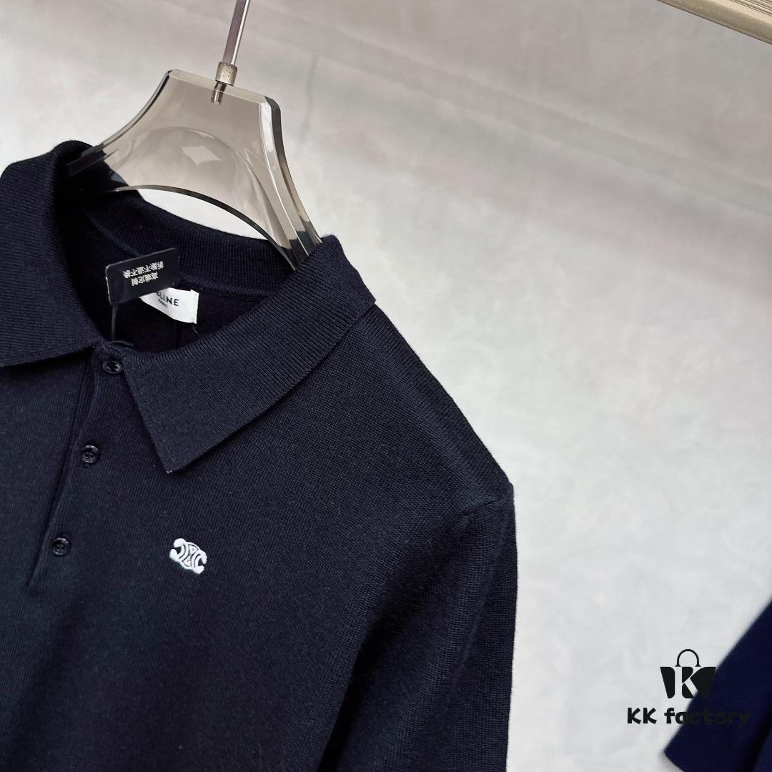 6931a197ccd8ab3d7af959c5 CELINE Arc de Triomphe Embroidered Polo Shirt