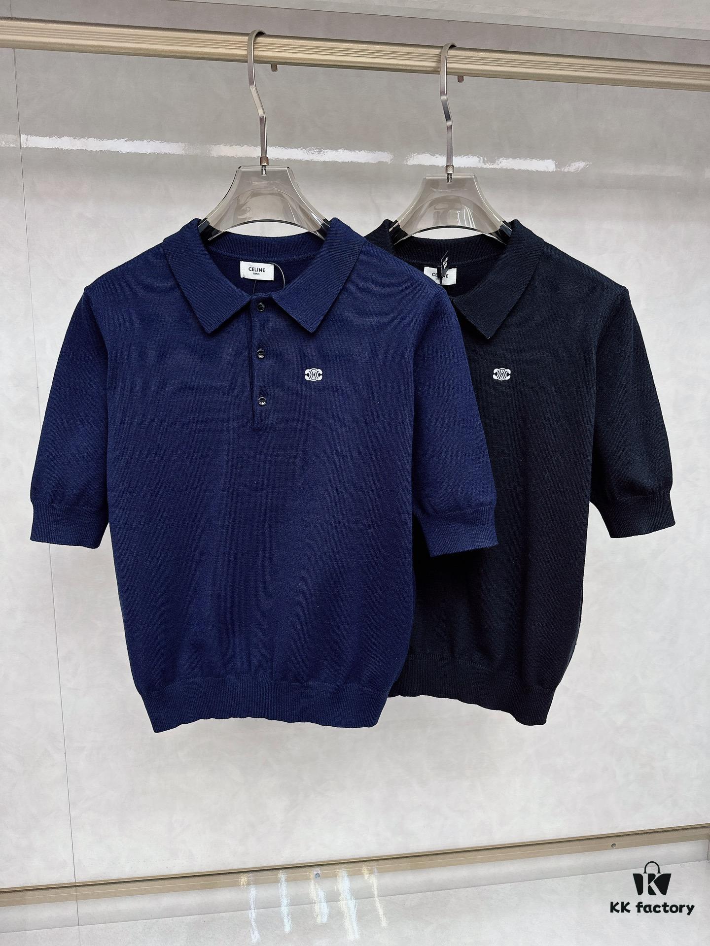 CELINE Arc de Triomphe Embroidered Polo Shirt
