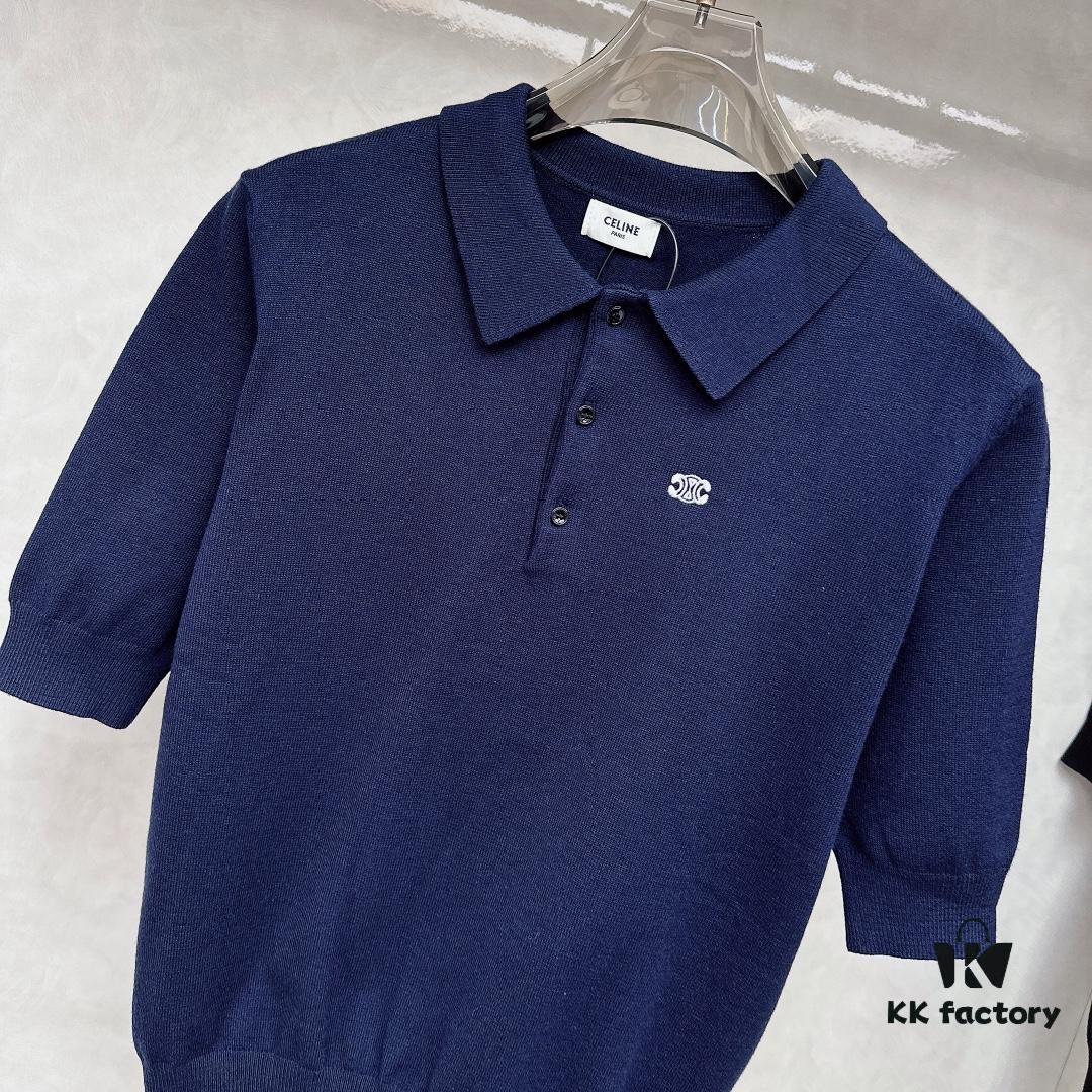 CELINE Arc de Triomphe Embroidered Polo Shirt