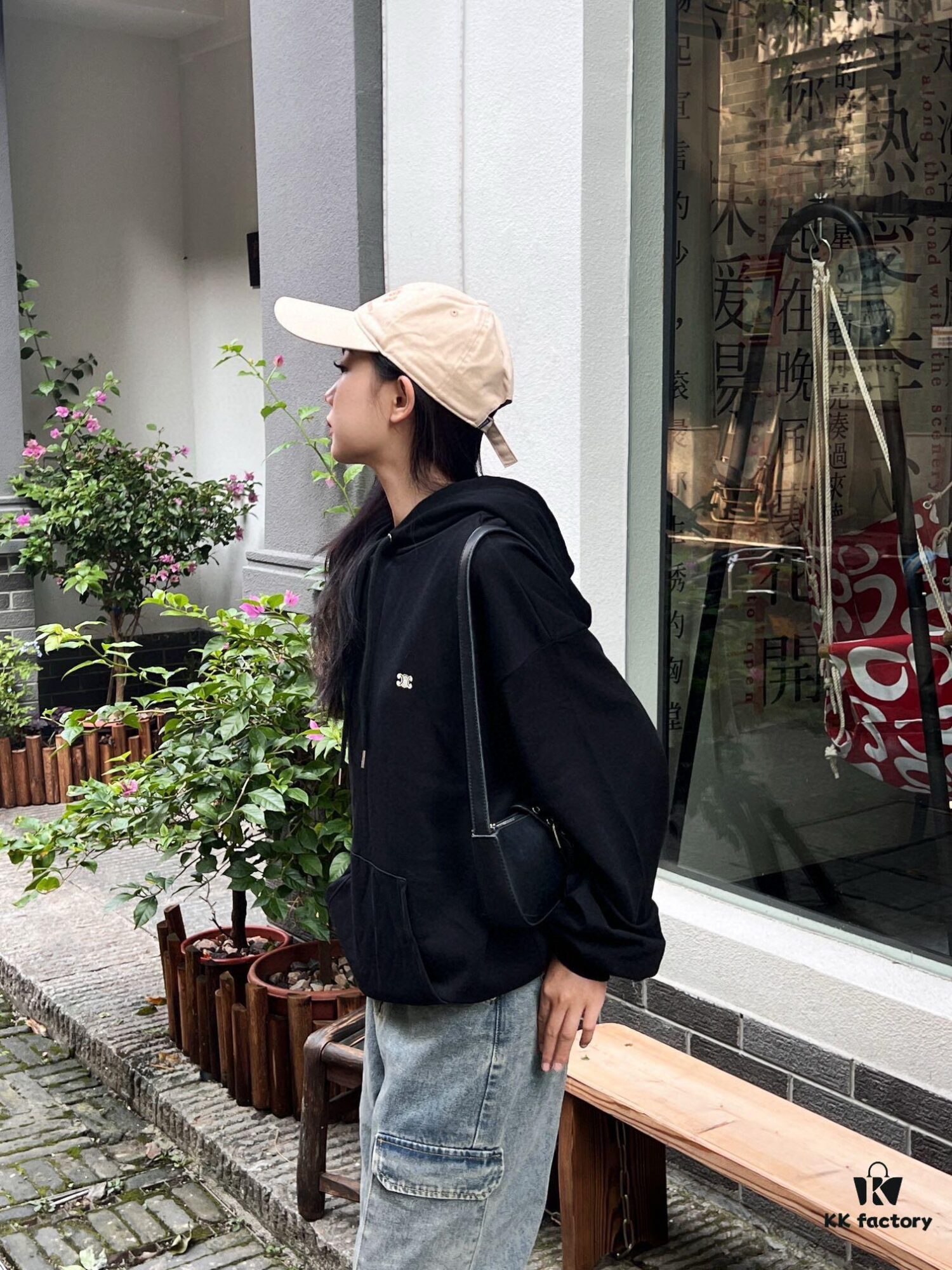 6931a199ccd8ab3d7af959ec CELINE Triumph Arch Knit Hoodie - Classic Letter Design, Heavyweight 400g Fabric, Imported Matte Black Print